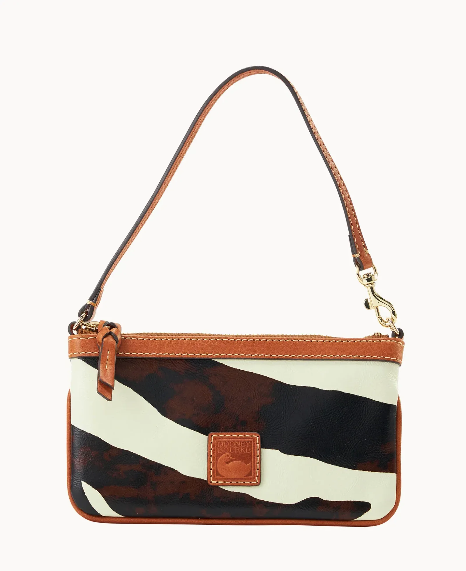 Zebra Leather Large Slim Wristlet