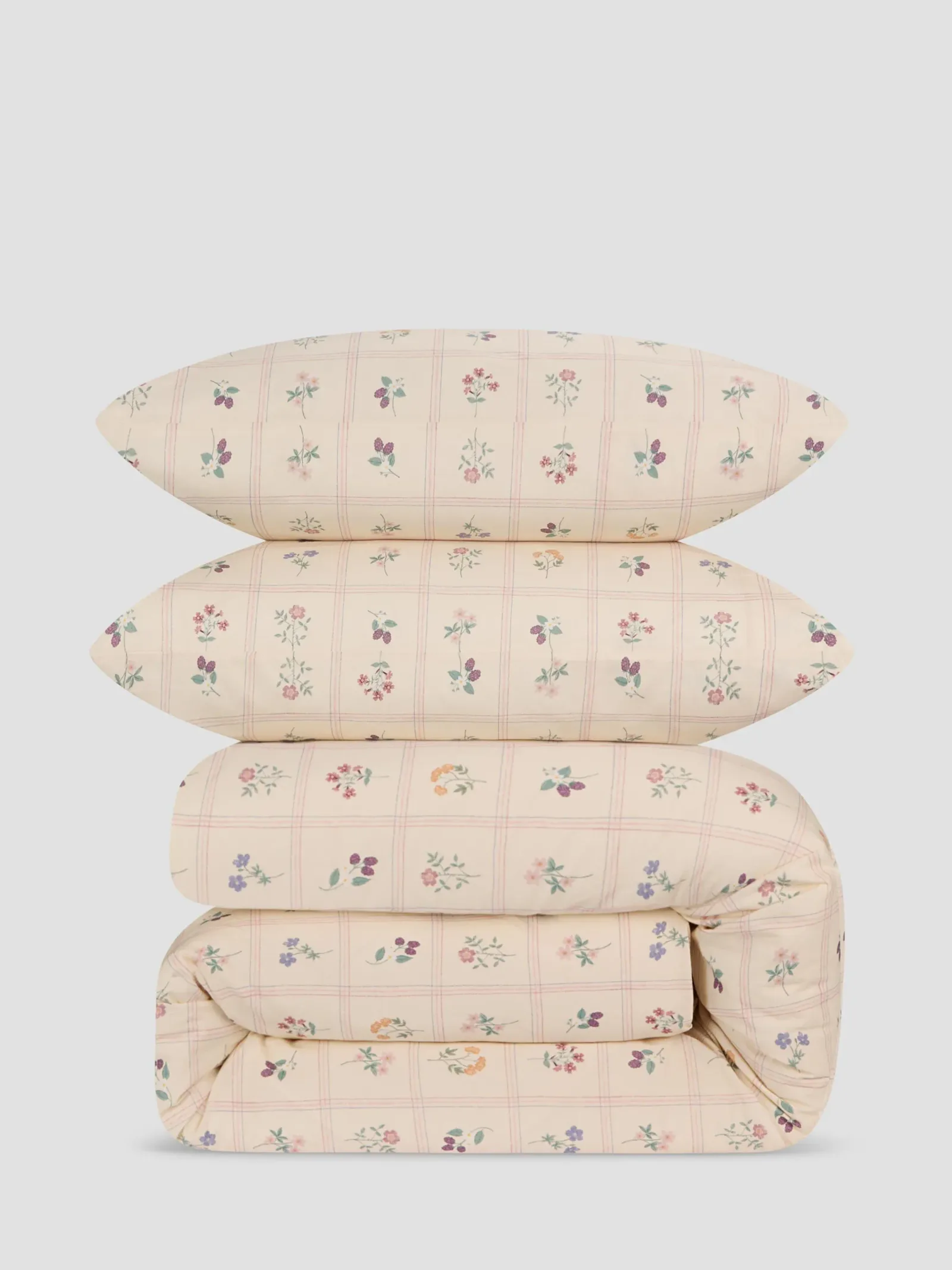Mindful Cream Hedgerow Floral Cotton Duvet Set