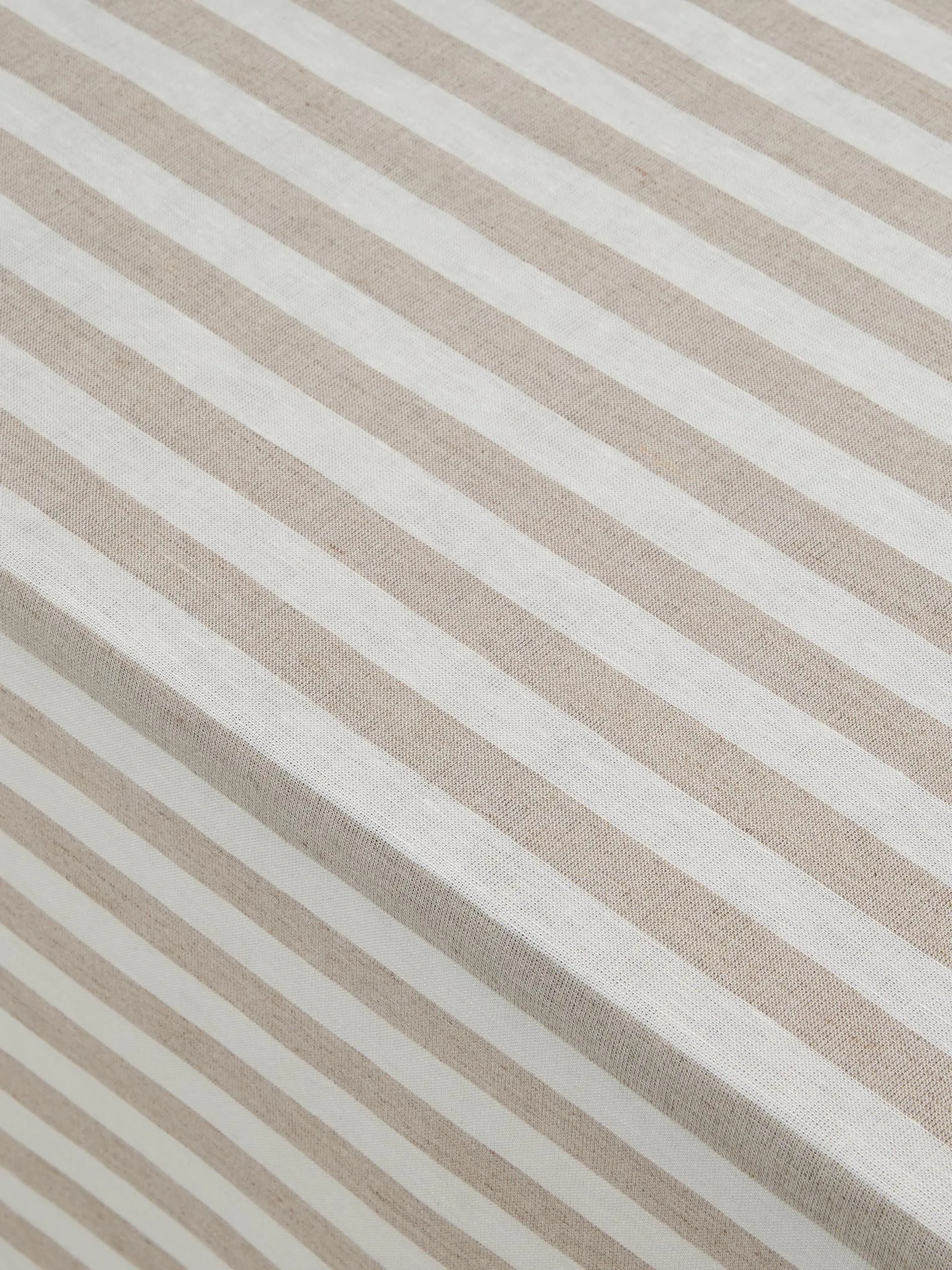 Oatmeal Pembroke Stripe Linen Blend Tablecloth