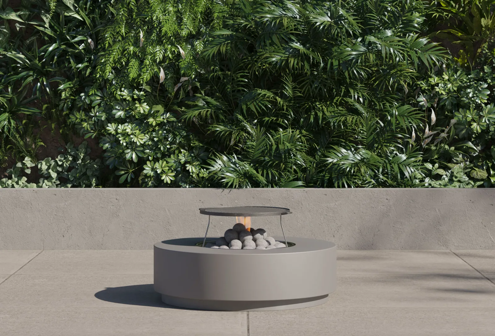 Concrete Fire Pit Table Cooking Set – Round