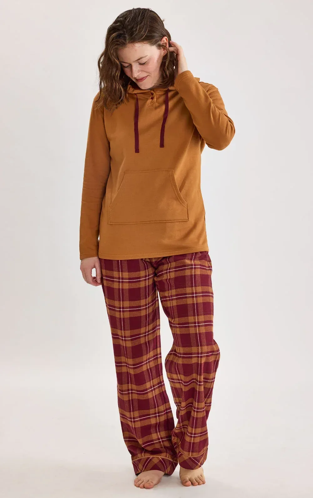 Chestnut Plaid Hoodie Matching Pet & Owner Pajamas