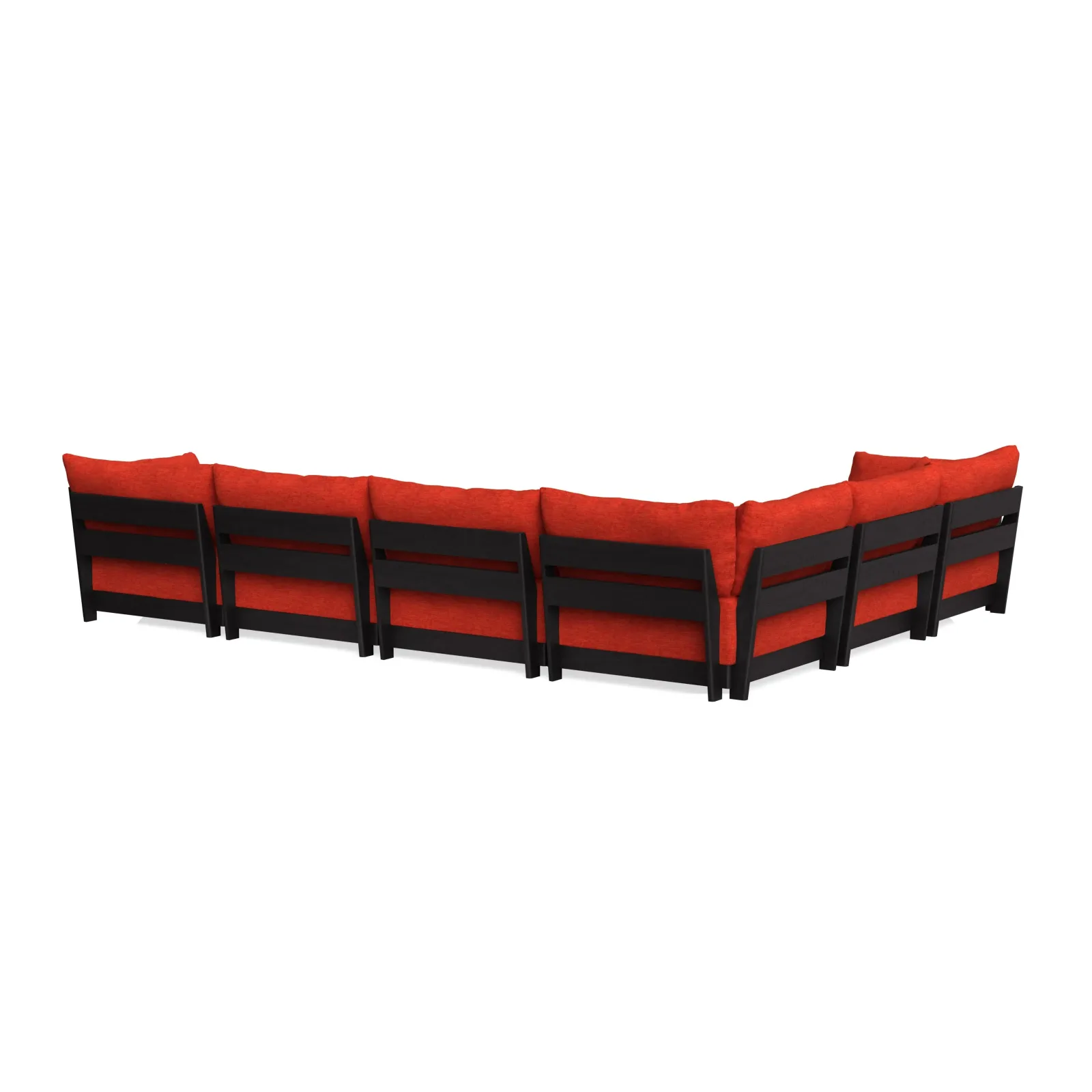 Modular Bondi Black 6-Seater Corner Sectional + Ottoman in Poppy Orange – Classic Blend