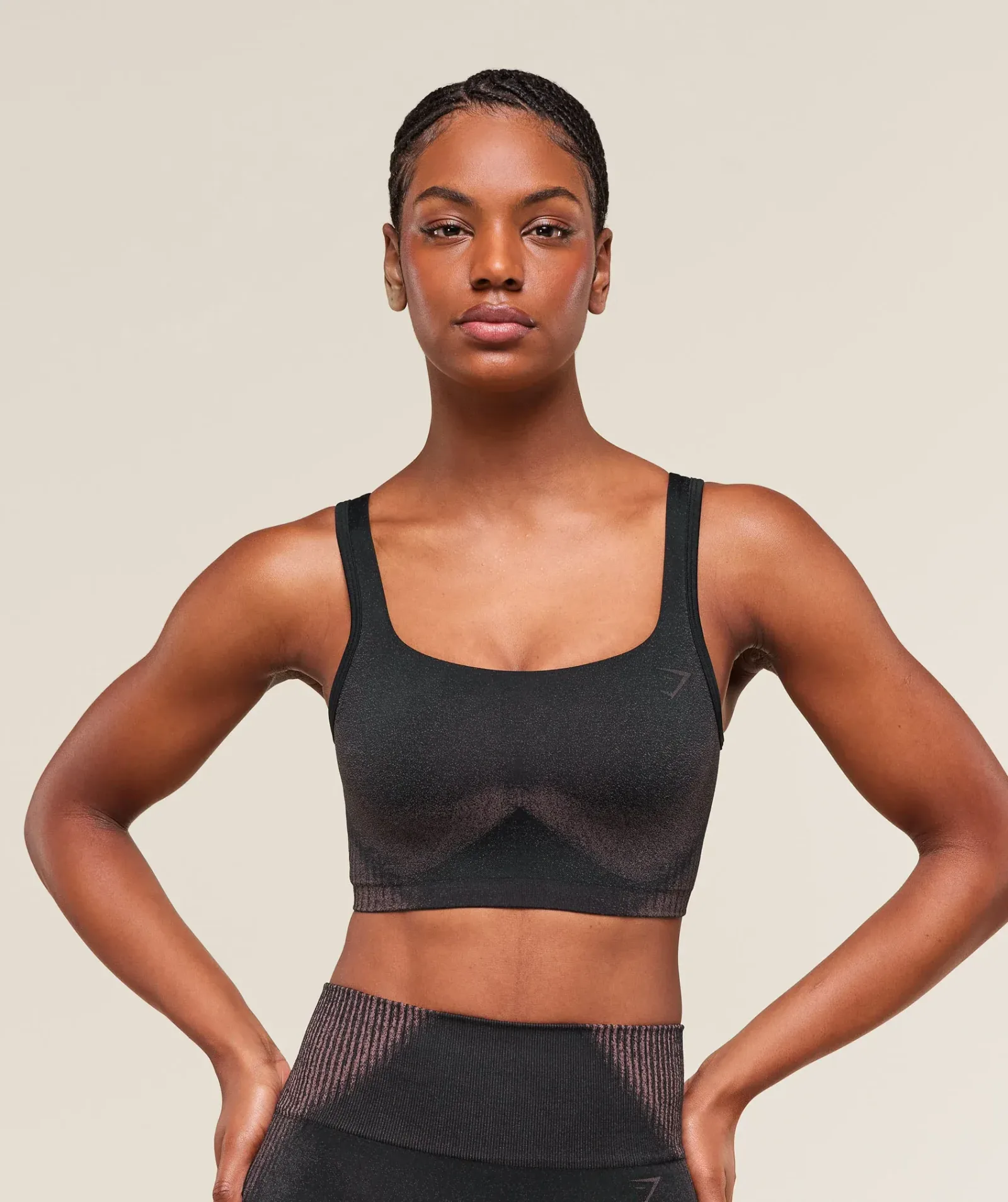 Gymshark Diffuse Seamless Sports Bra – Black/Calm Pink