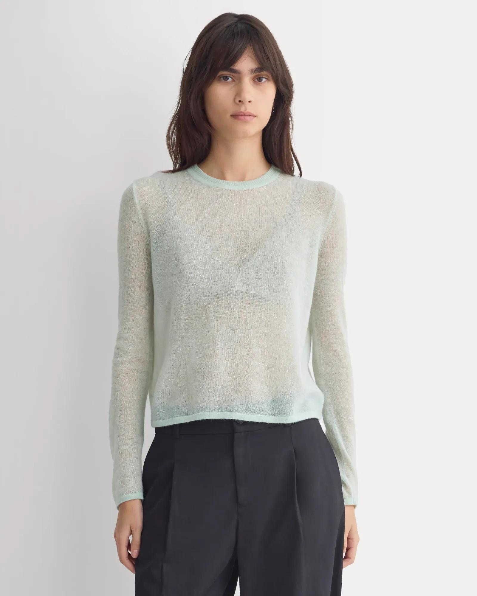 Air Alpaca Long-Sleeve Slim Crew – Lily Green