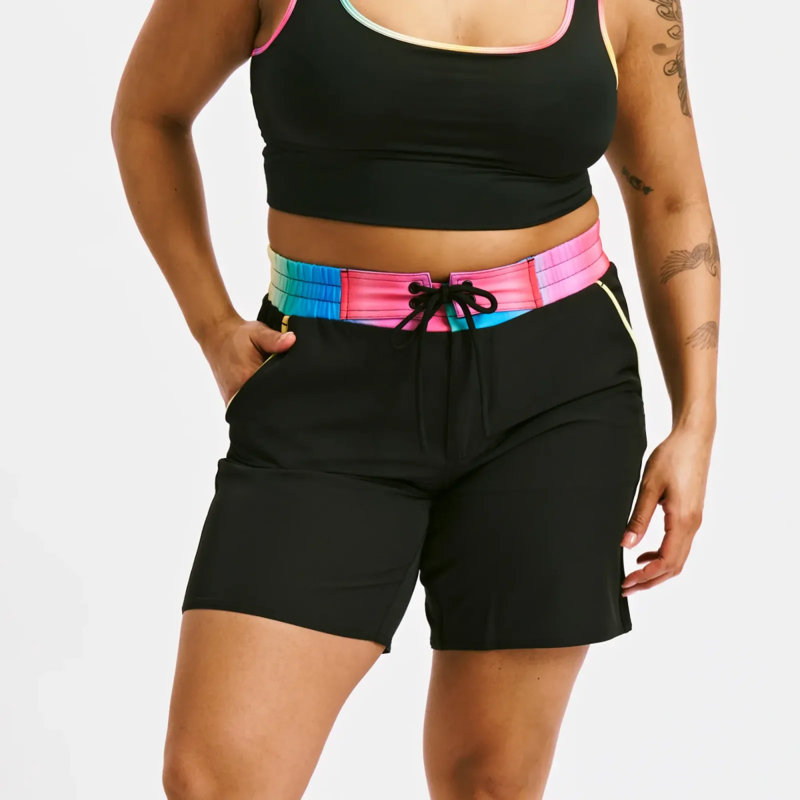 Swim 7" Heritage Board Shorts Heavy Weight – Black Rainbow Ombre