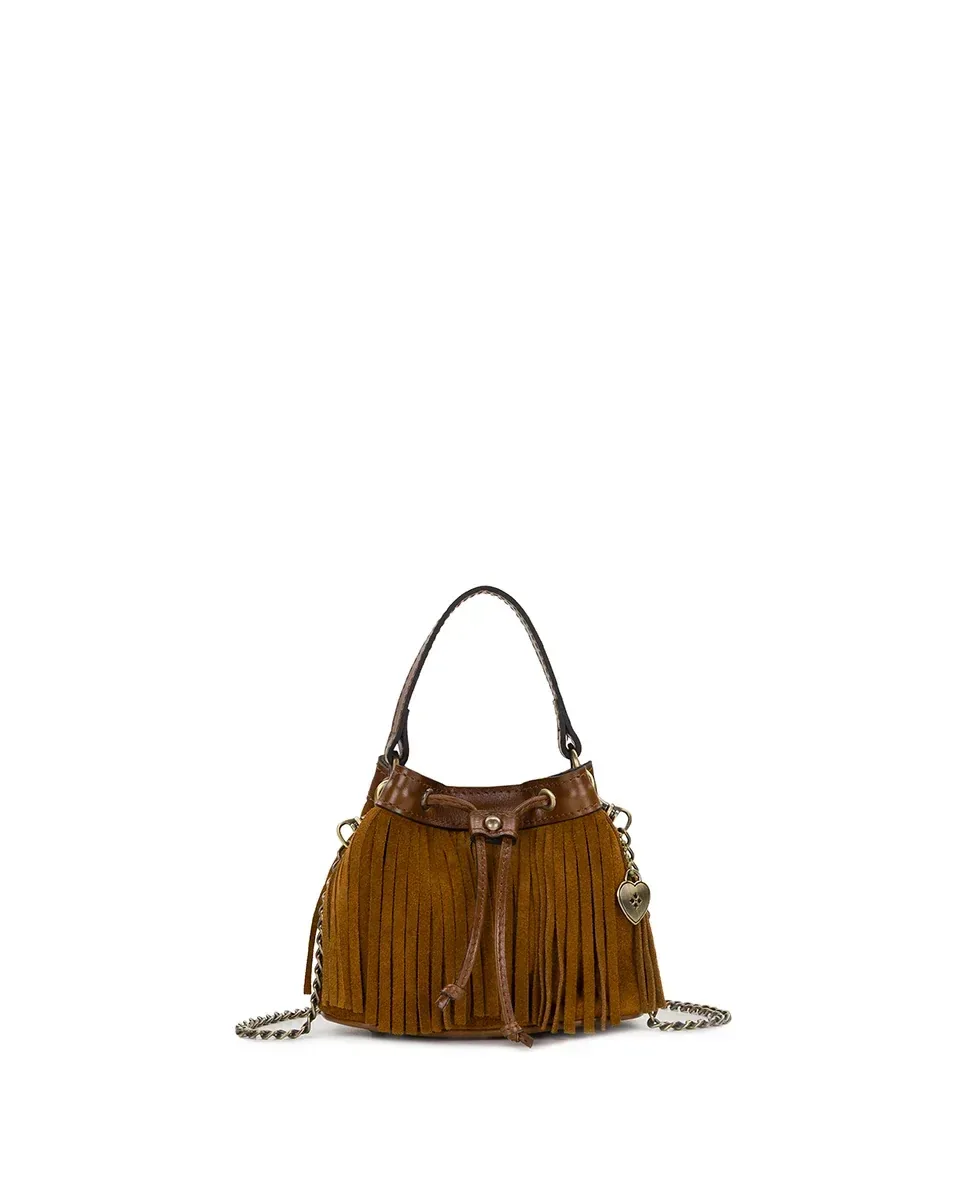 Mini Elisa Chain Crossbody – Suede Leather – Cognac