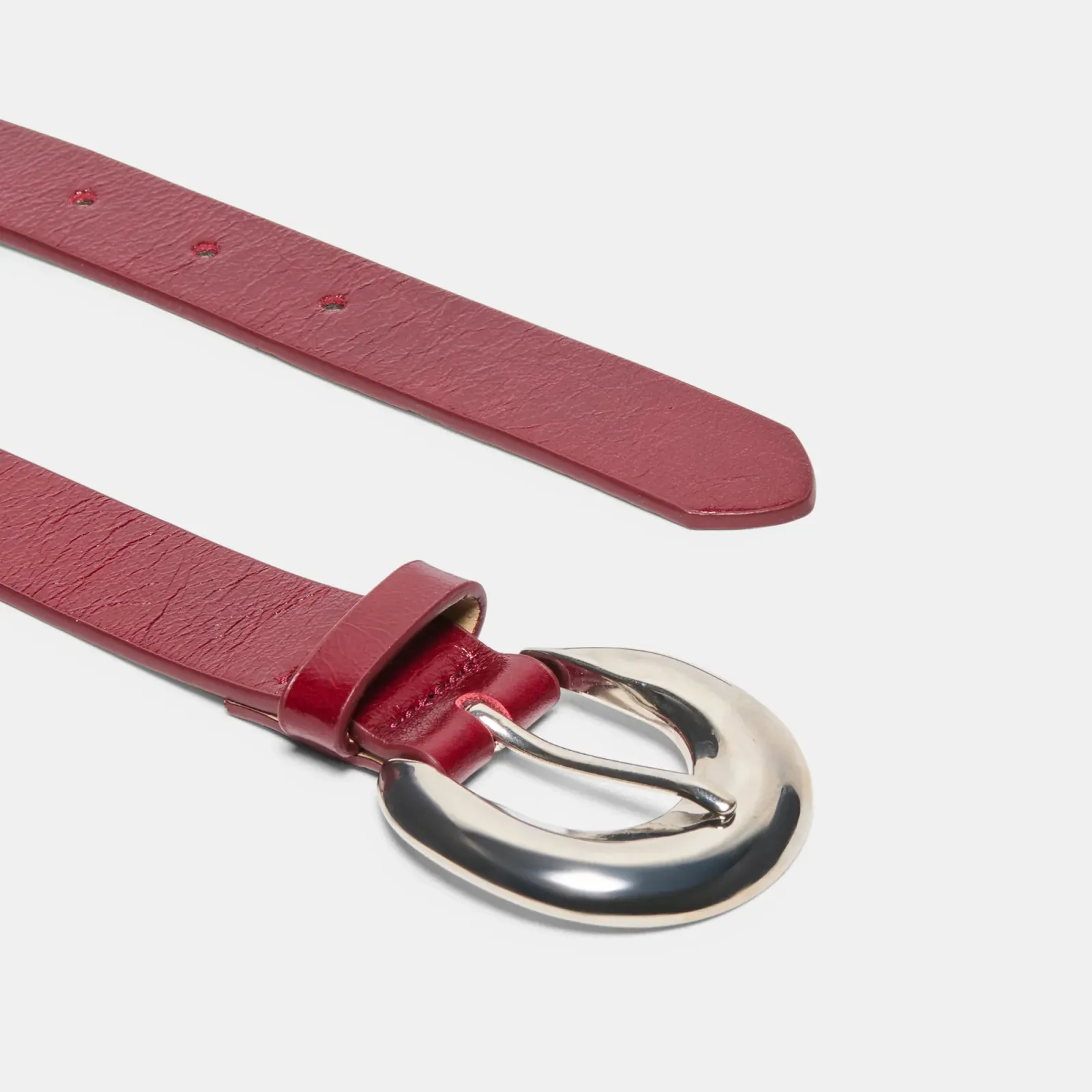 Chunky Curved Buckle Belt Burgundy