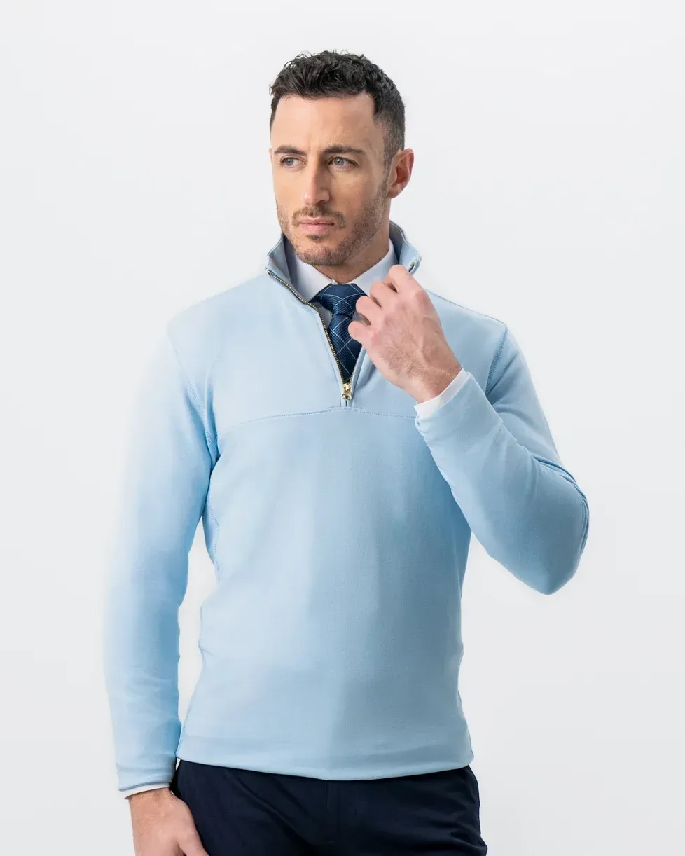 Quarter Zip – Light Blue