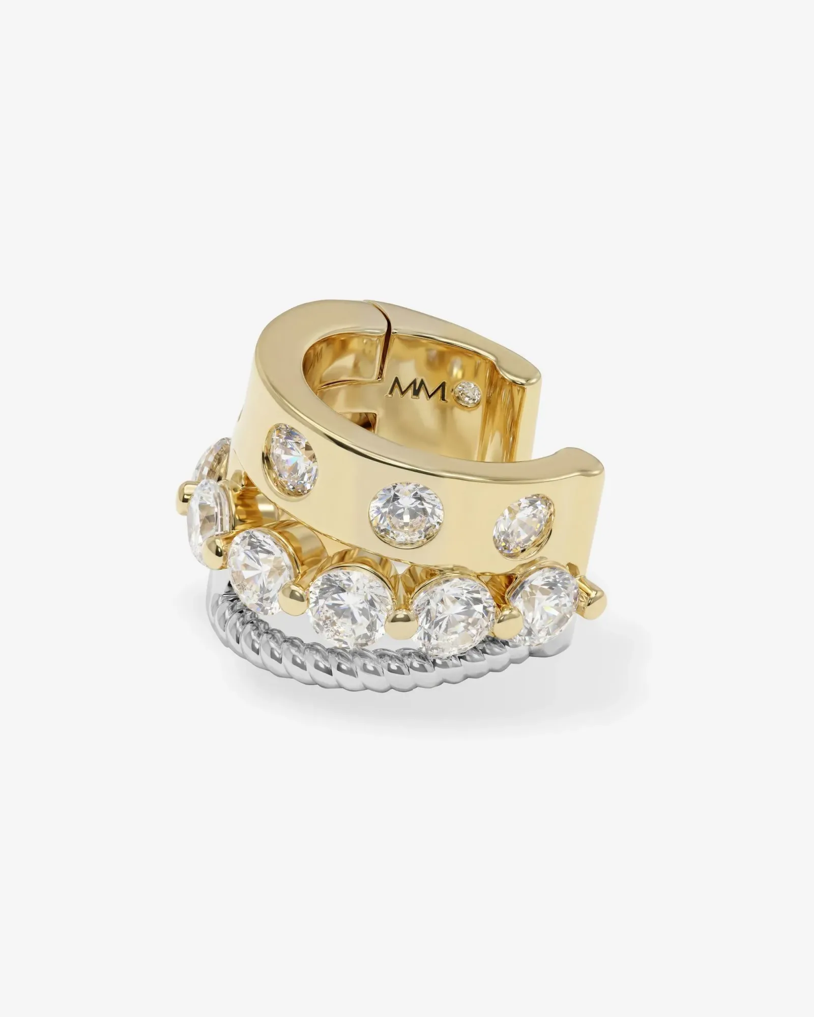 Ashley Venice Ear Cuff – Mixed Metal|White Diamondettes