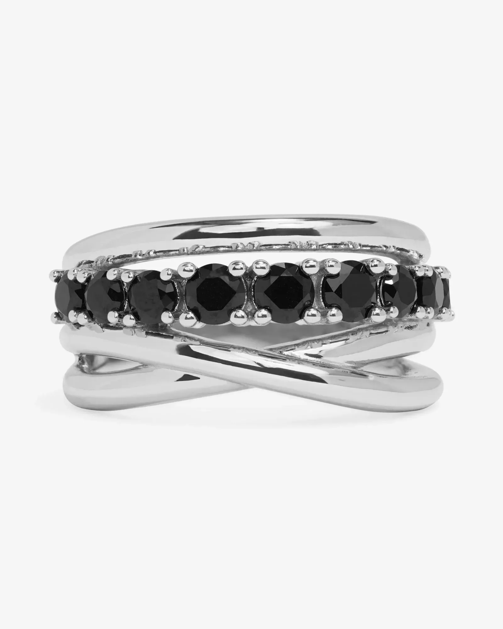 "Oh She Fancy" Stacked Diamond Ring – Silver|Black Diamondettes