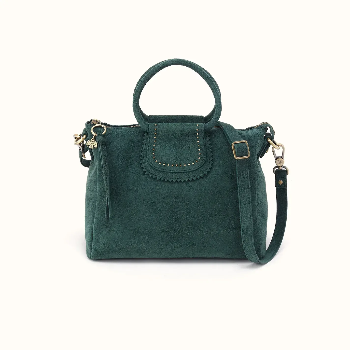 Sheila Medium Satchel In Suede Leather – Pine Needle