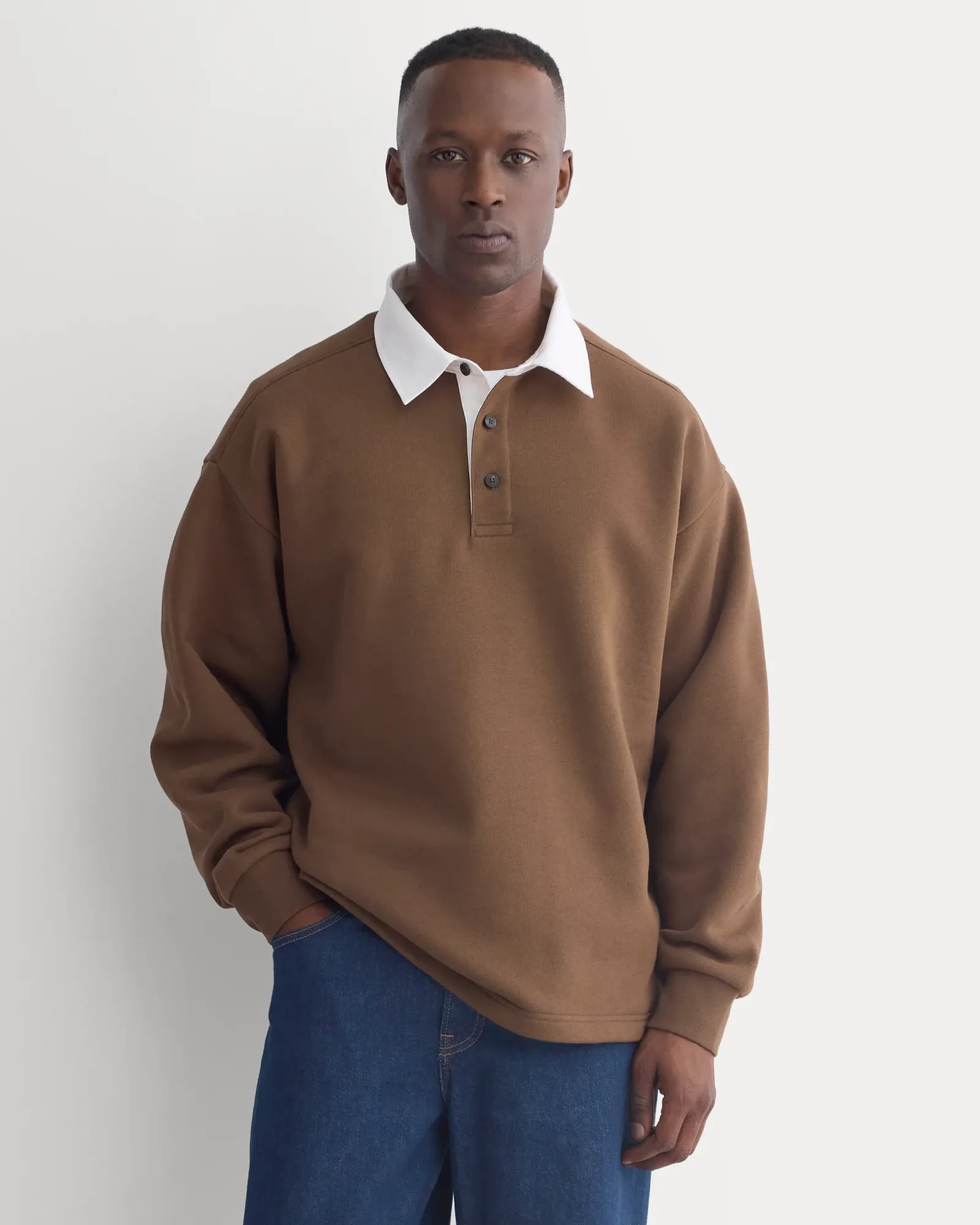 Luxe Fleece Rugby Polo – Cocoa