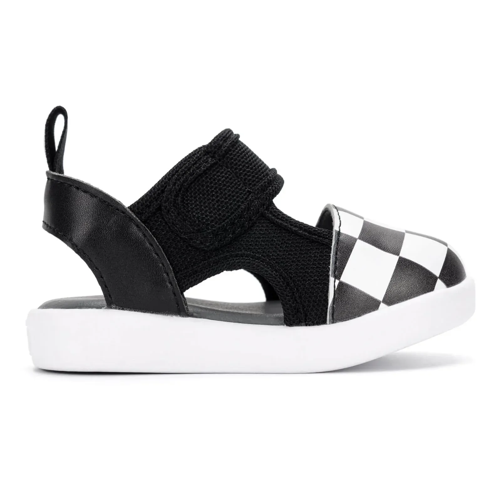 Checkered Squeakerless Toddler Sandals for Boys and Girls – Black/White
