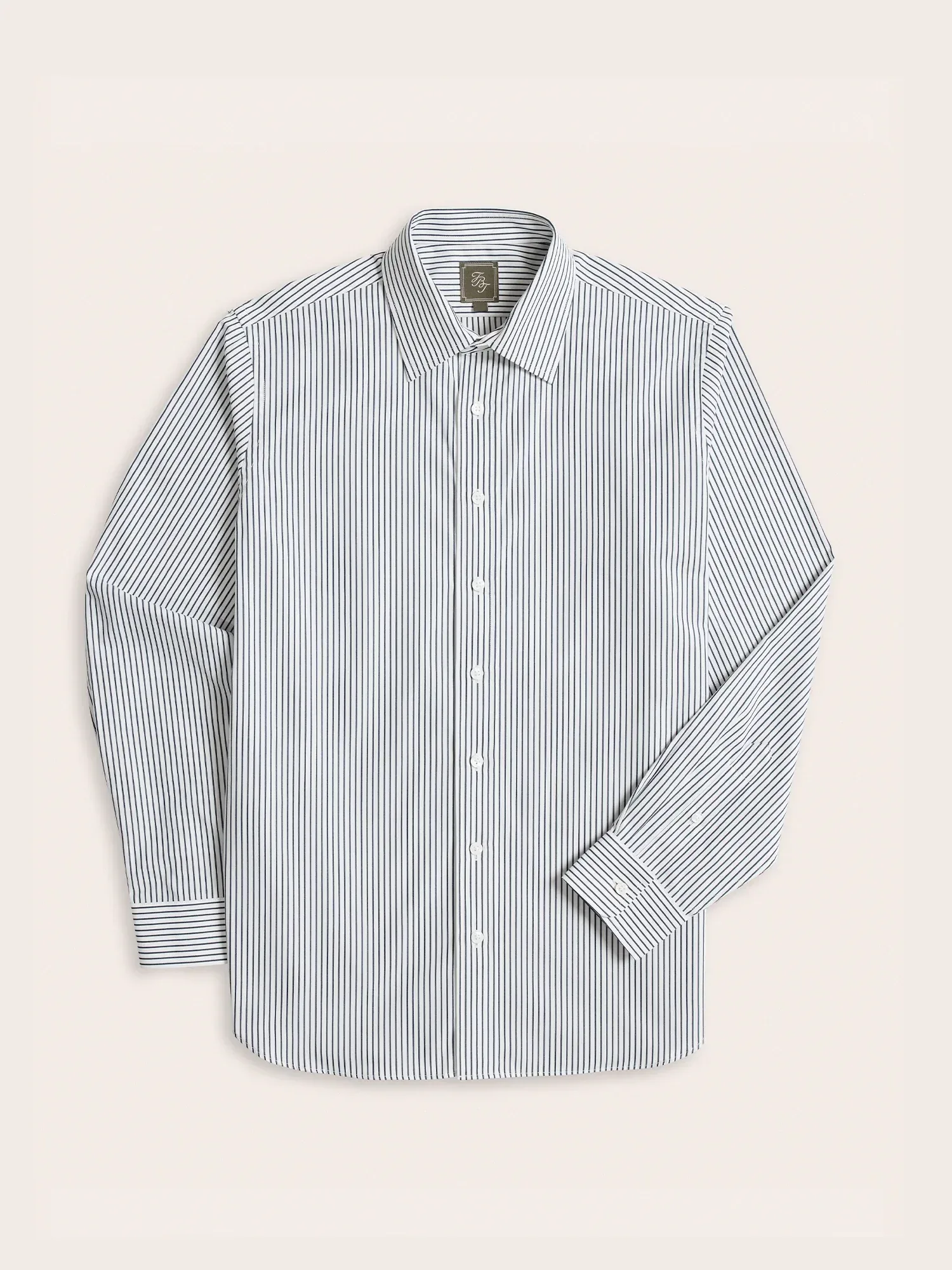 Wide White & Navy Stripe Dress Shirt