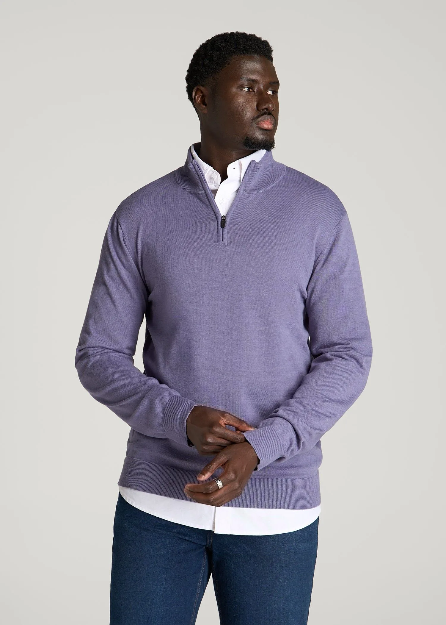 Everyday Quarter Zip Sweater for Tall Men in Blue Granite