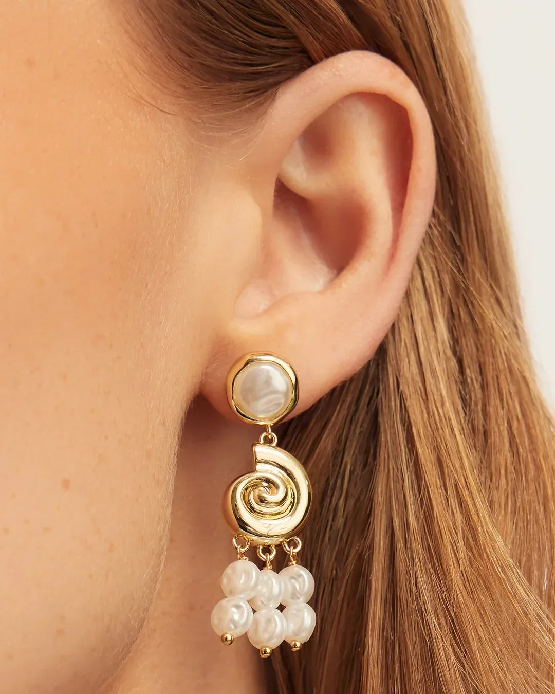 Reese Pearl Nautilus Earrings