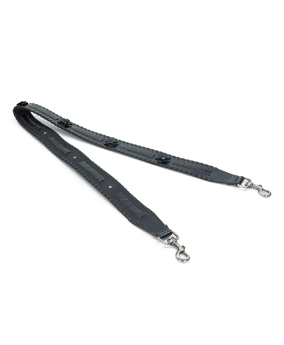Floral Branded Strap – Vintage Distressed – Black