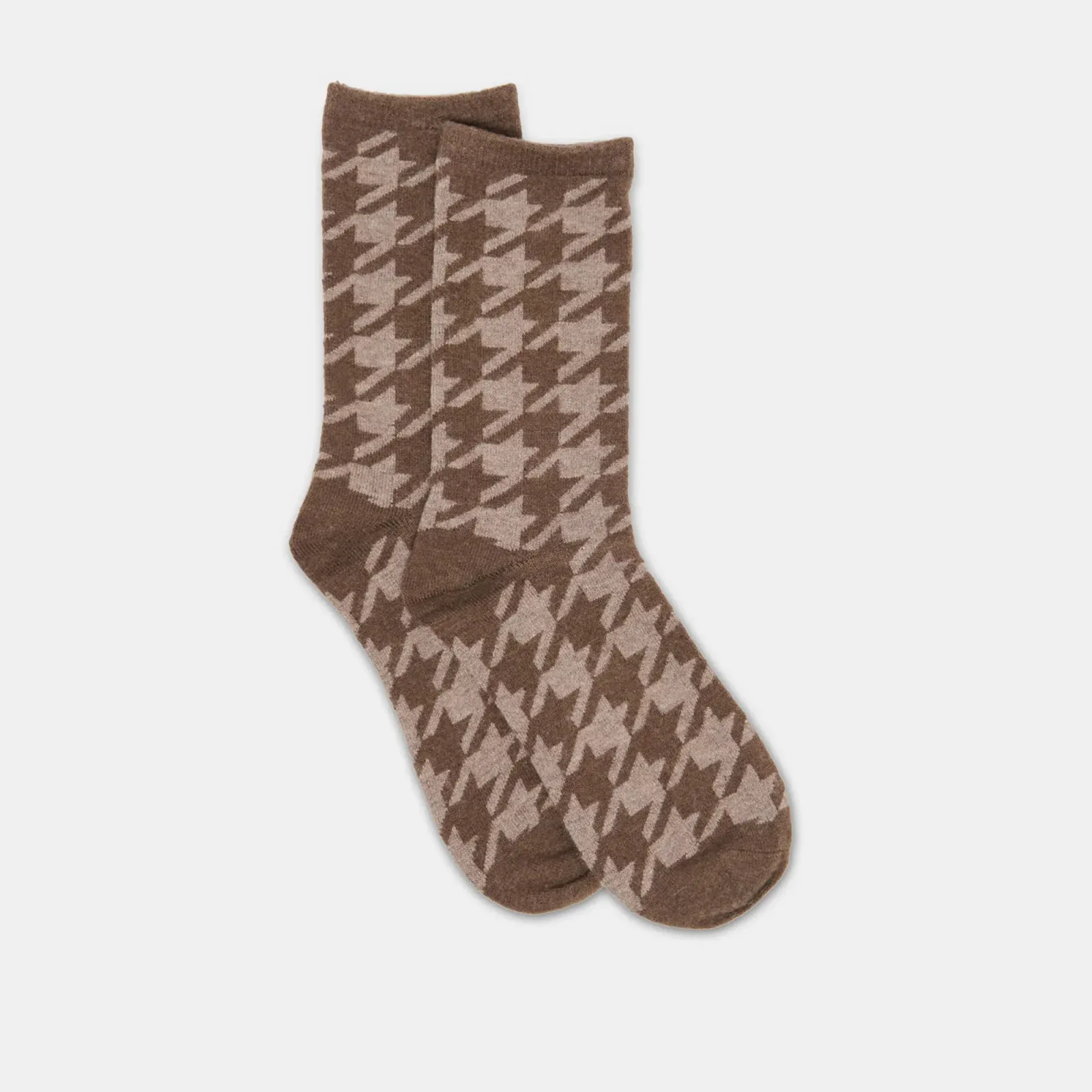 Houndstooth Crew Socks Espresso