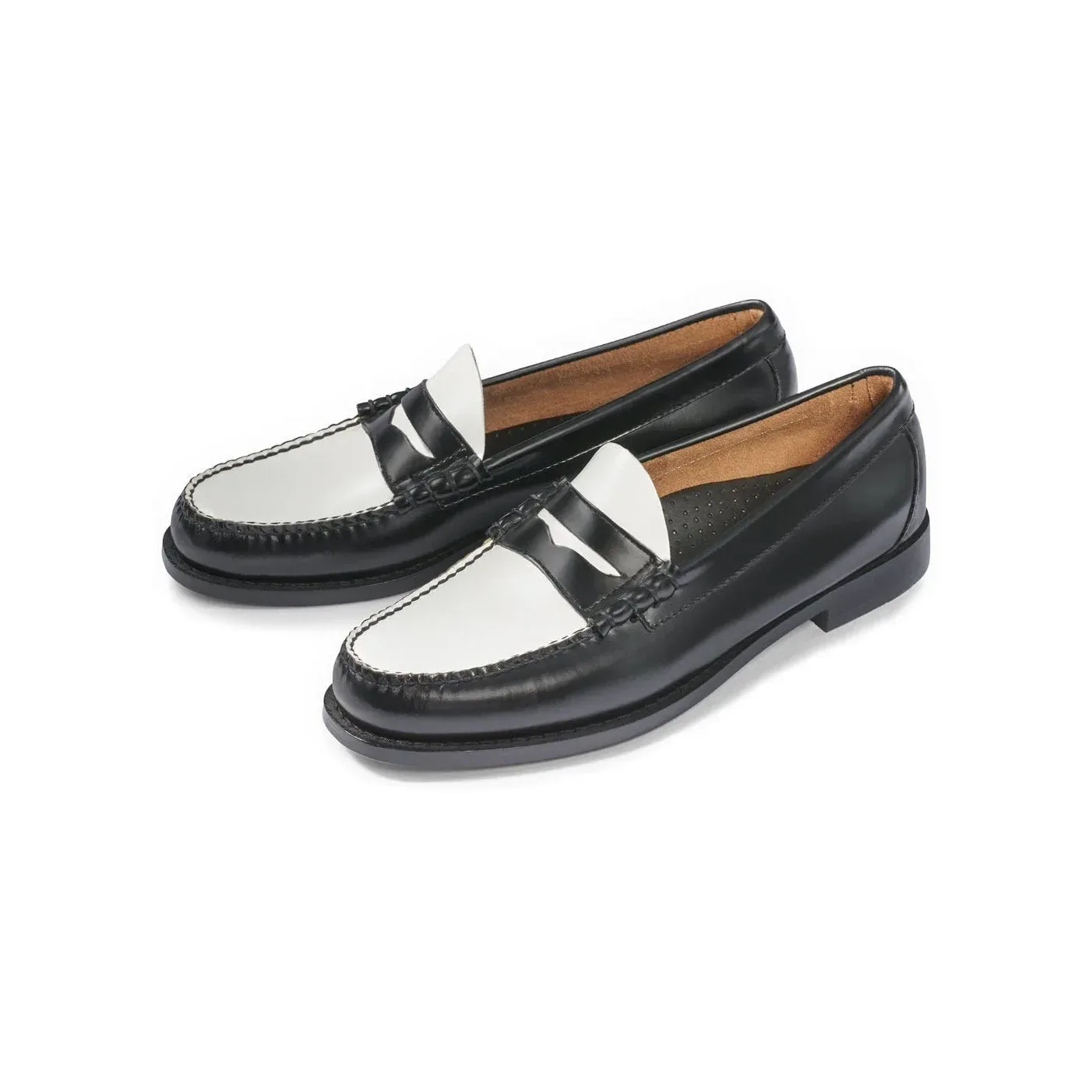 G.H.Bass Larson Weejuns Black and White Loafers