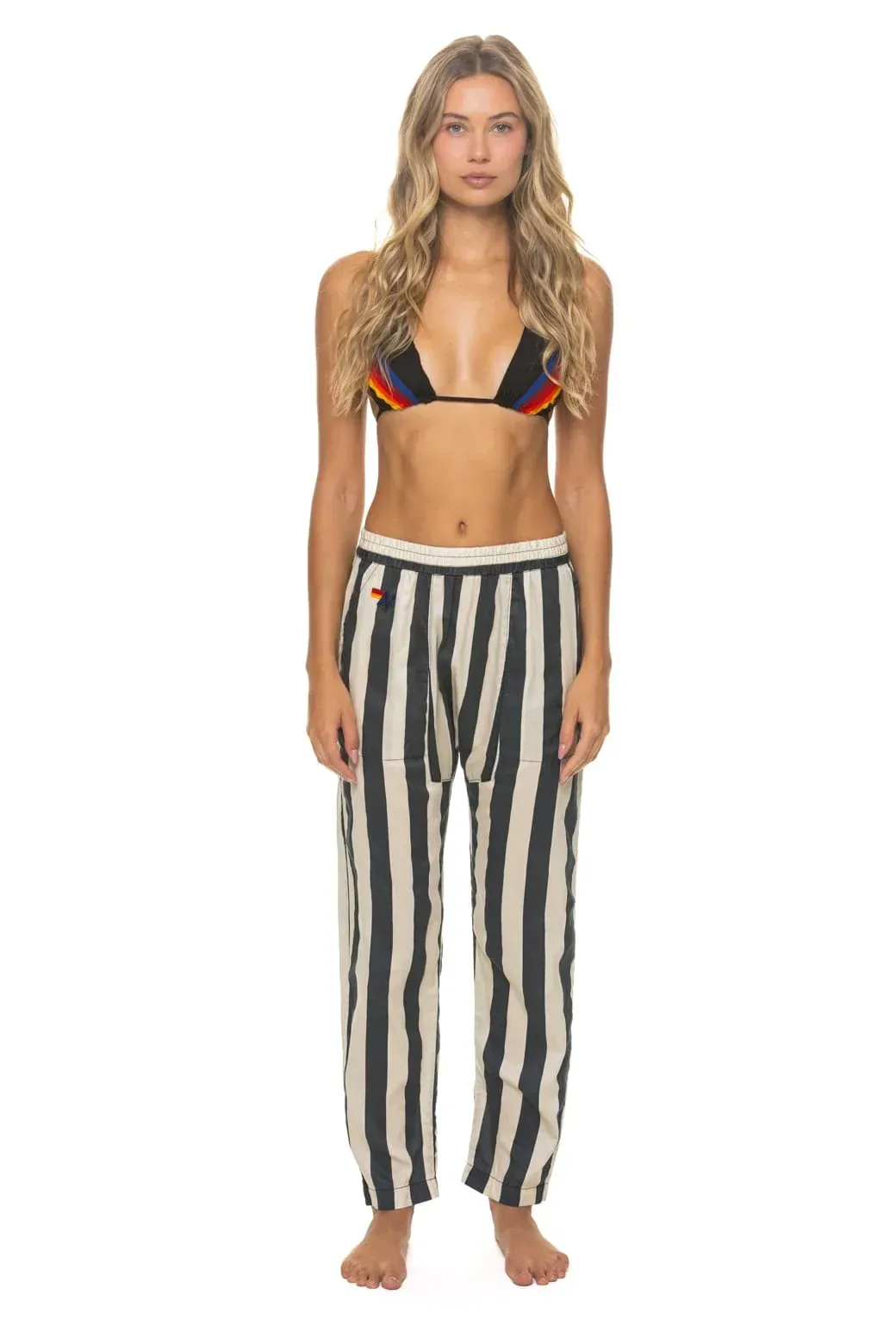 Unisex Cotton Luxe Poplin Relaxed Pant – Vintage Black // Stripe