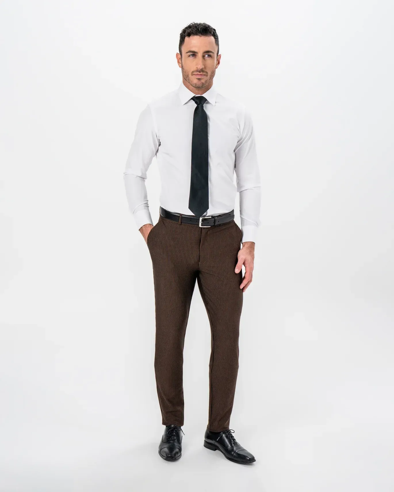 Athletic Fit Stretch Pants – Brown & Black Seersucker