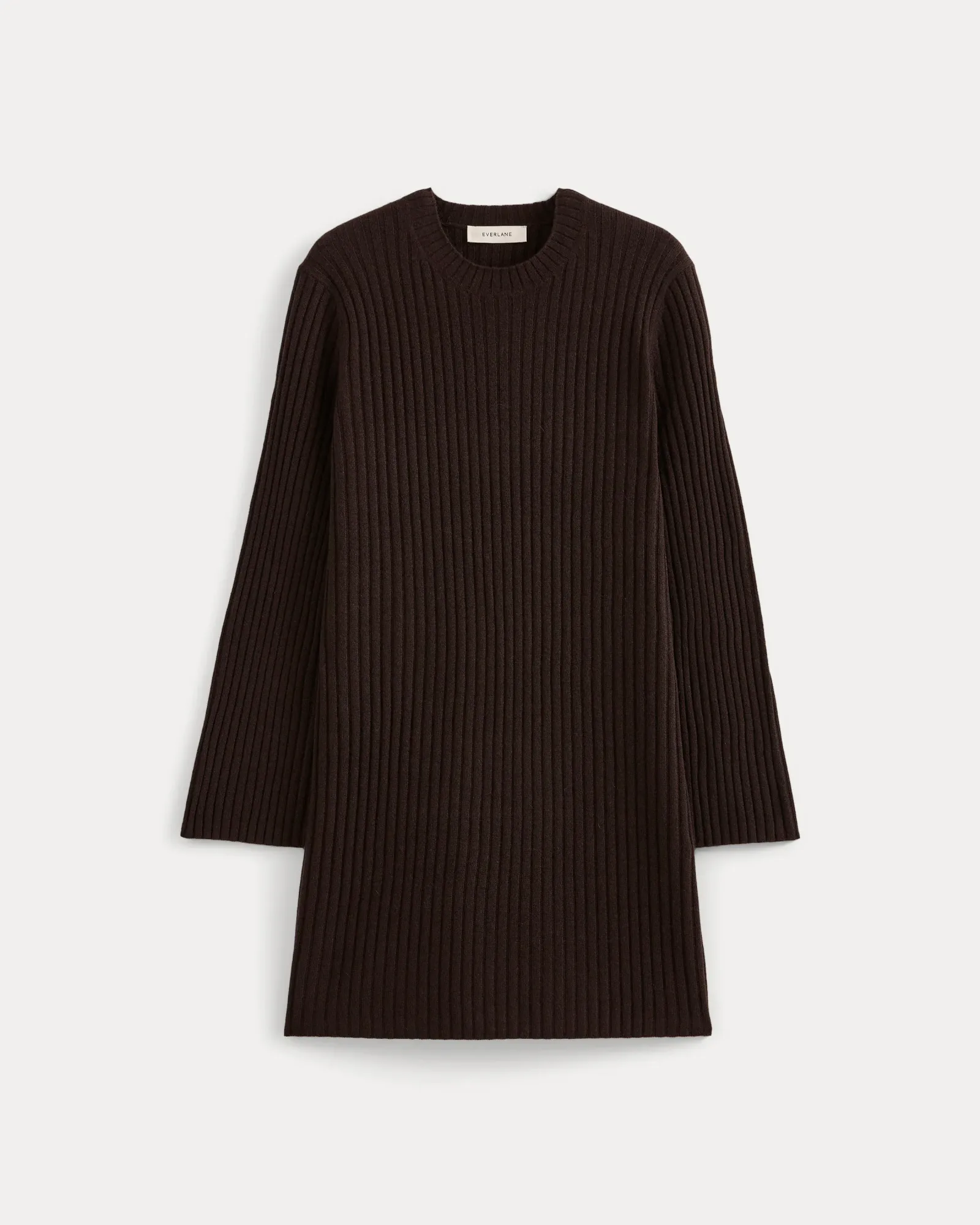 Cashmere Long-Sleeve Mini Dress – Coffee Bean