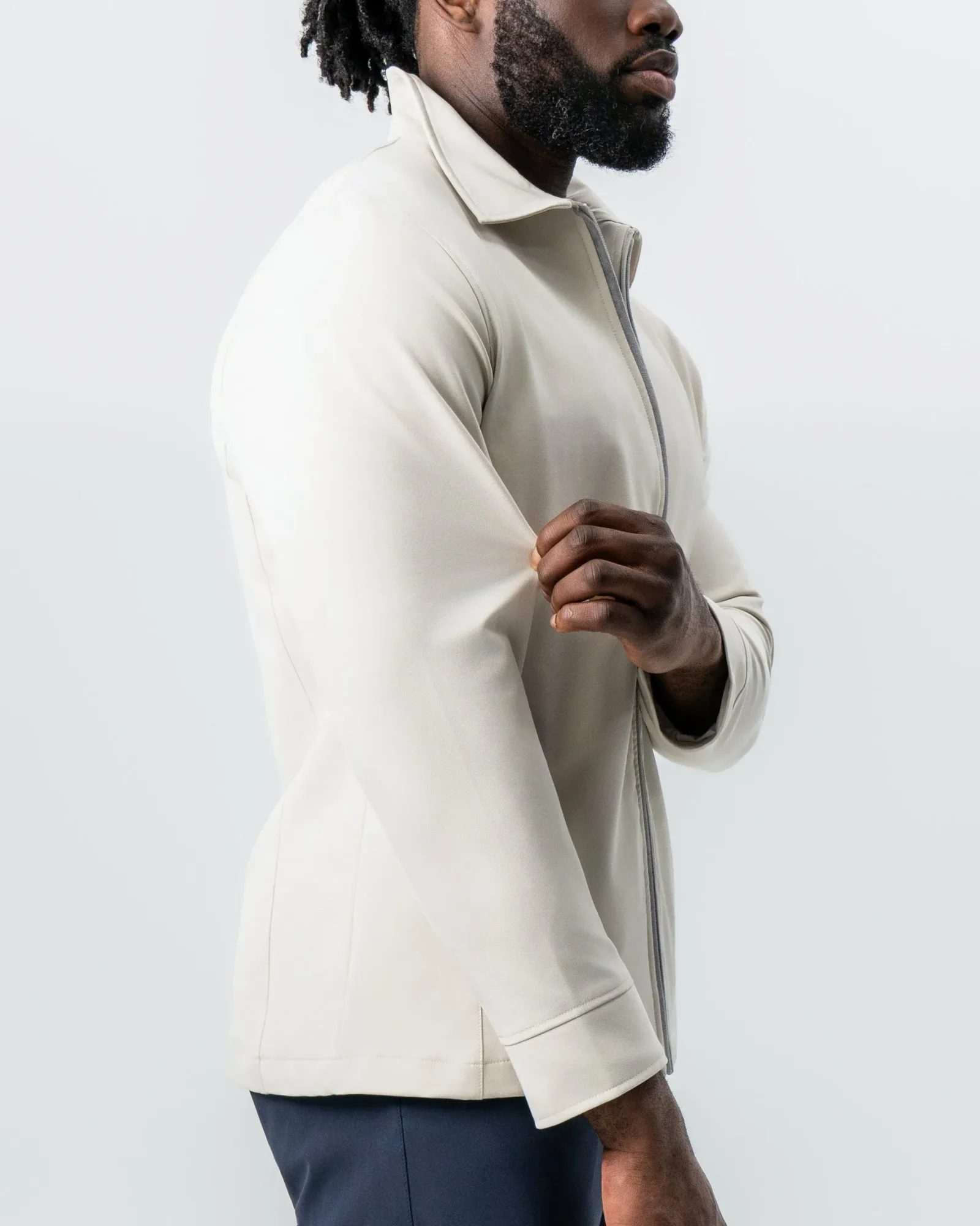 Collared Zip Jacket – Light Khaki
