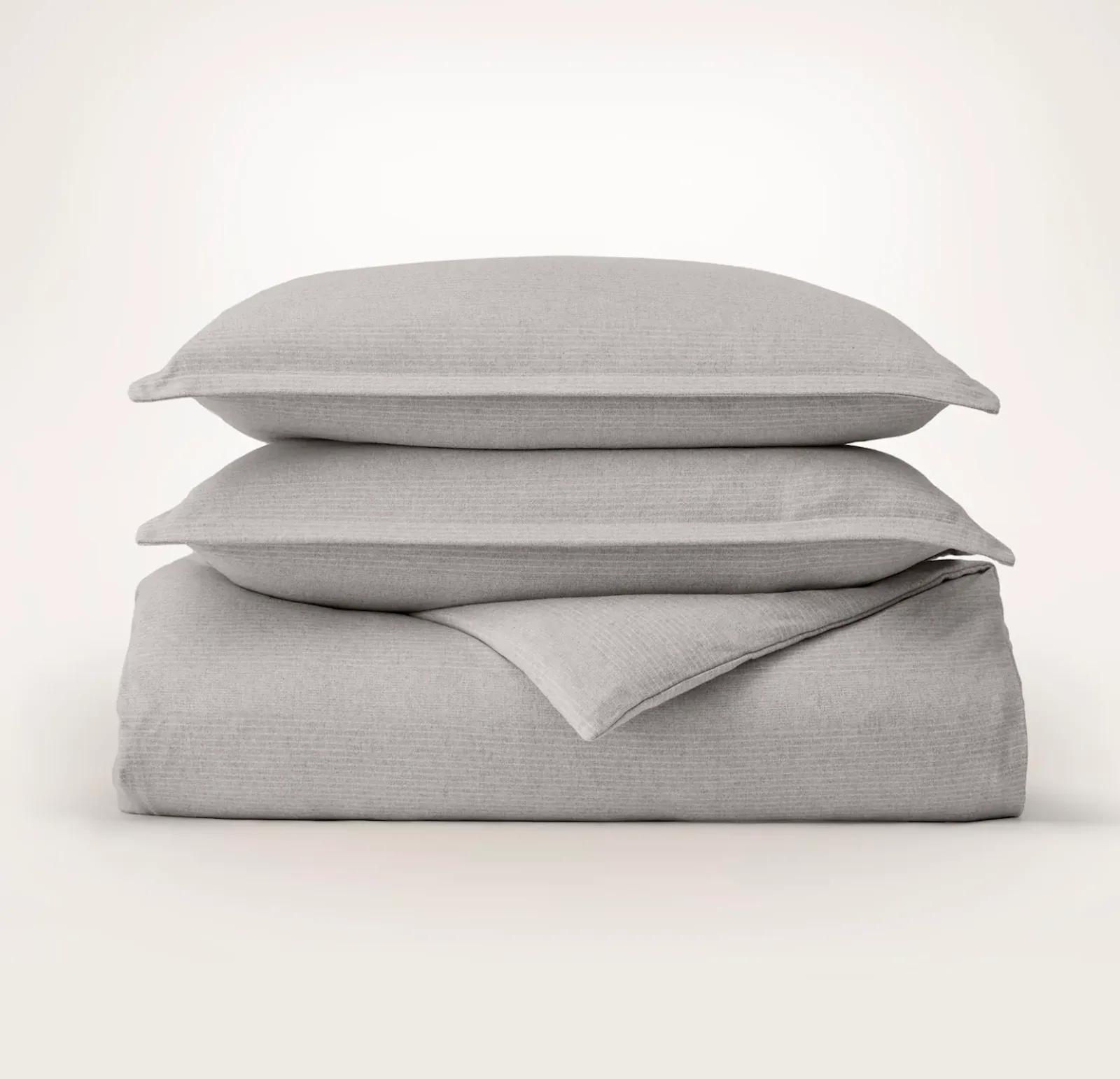 Flannel Duvet Set – Heathered Fog/Cream Fine Line Stripe