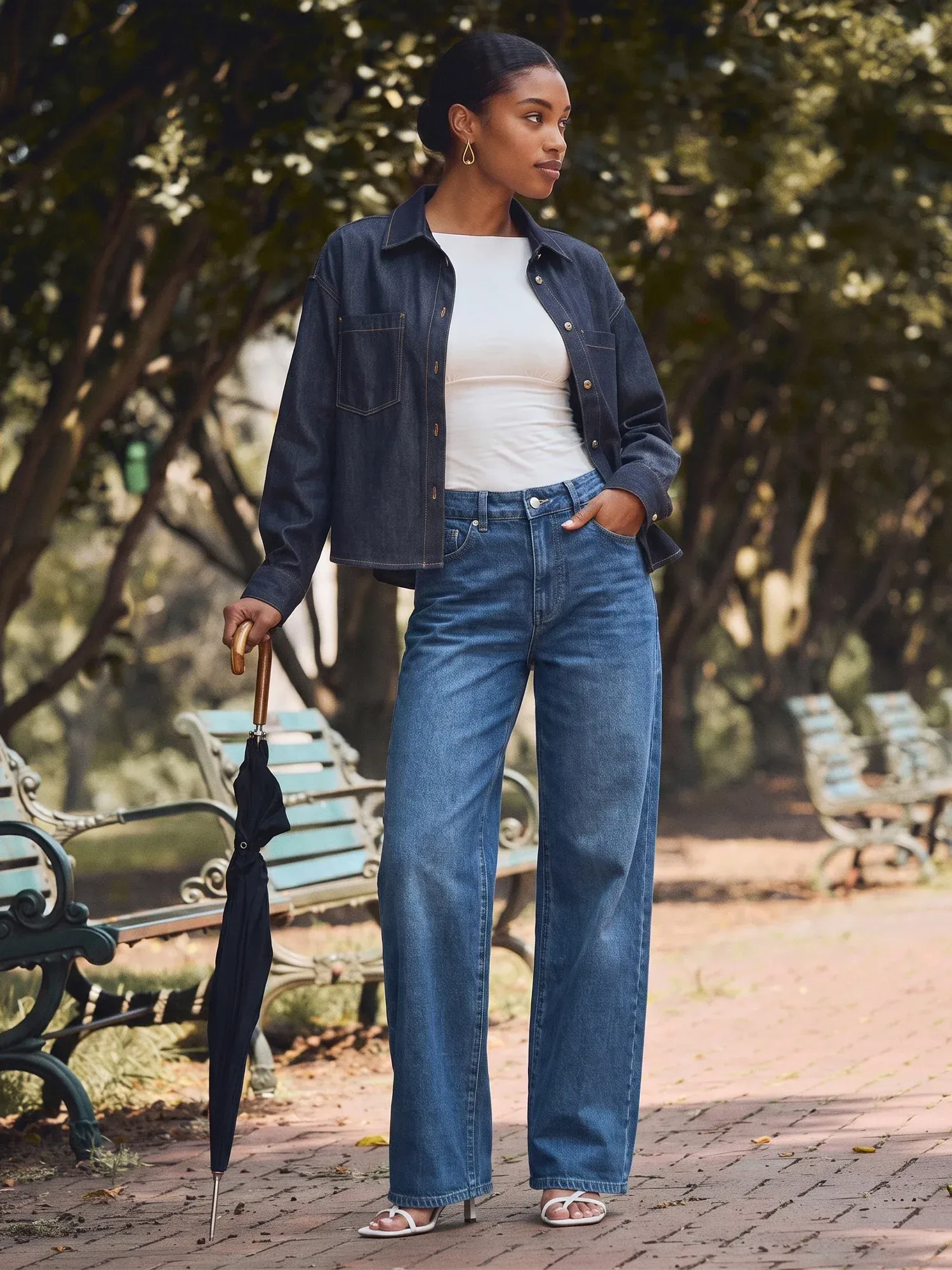 High Waisted Baggy Wide Leg Denim Jeans
