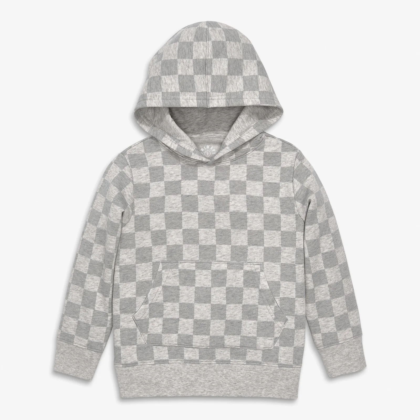 Kids cozy fleece pullover hoodie in checks