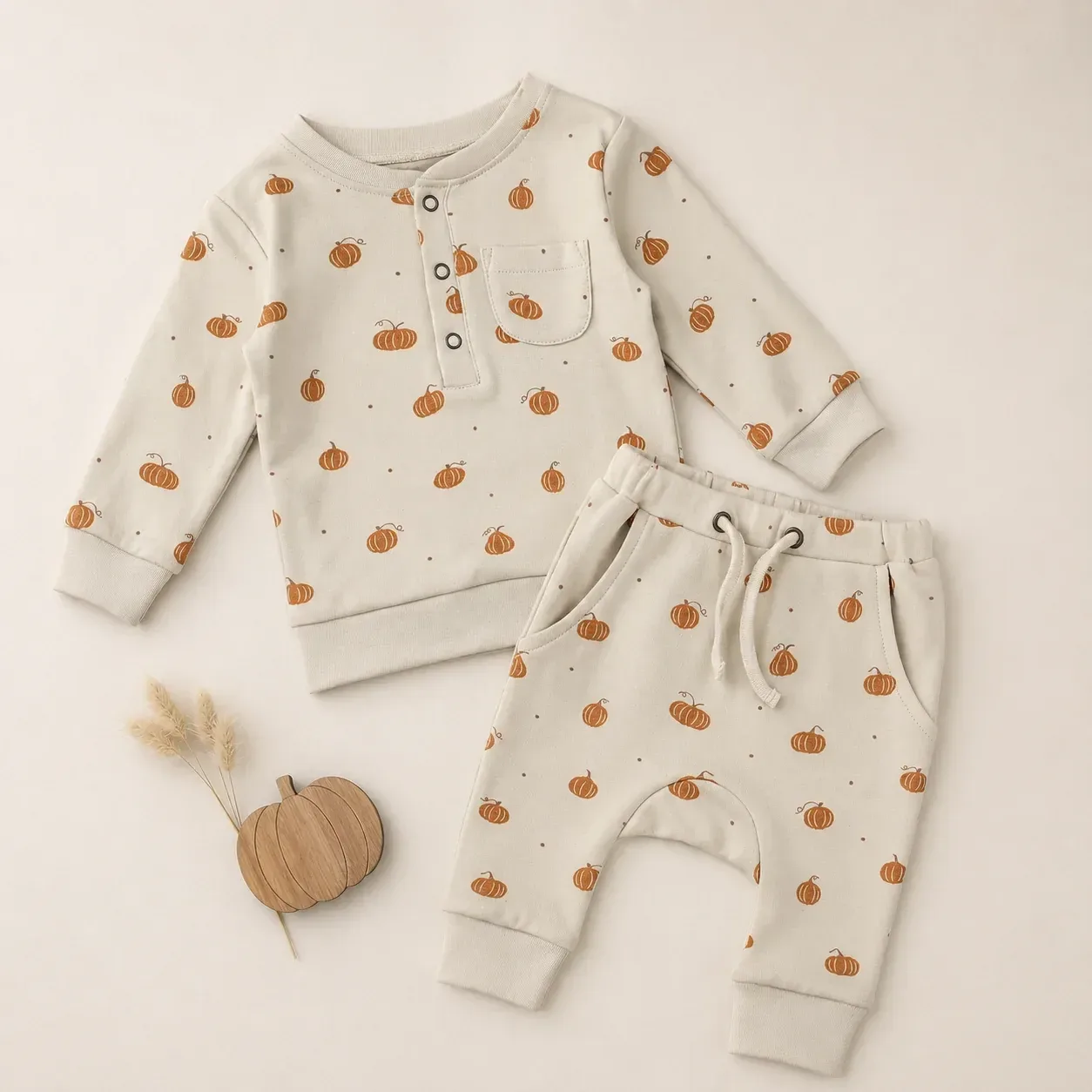 Pumpkin Spice – Organic Henley Sweatshirt & Jogger Set