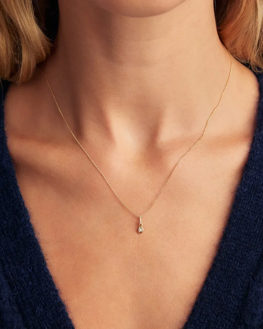 14K Lab Grown Diamond Petite Oval Charm