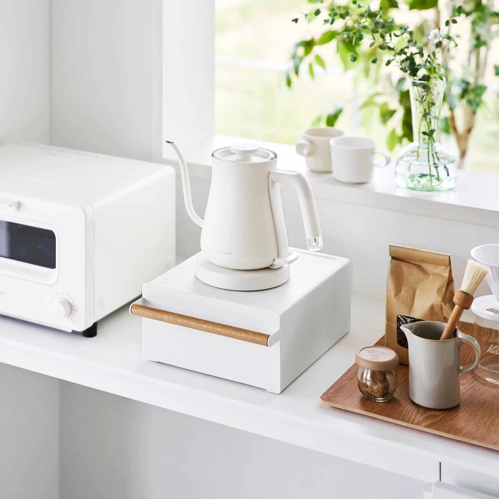 Countertop Rack with Drawer – Steel + Wood