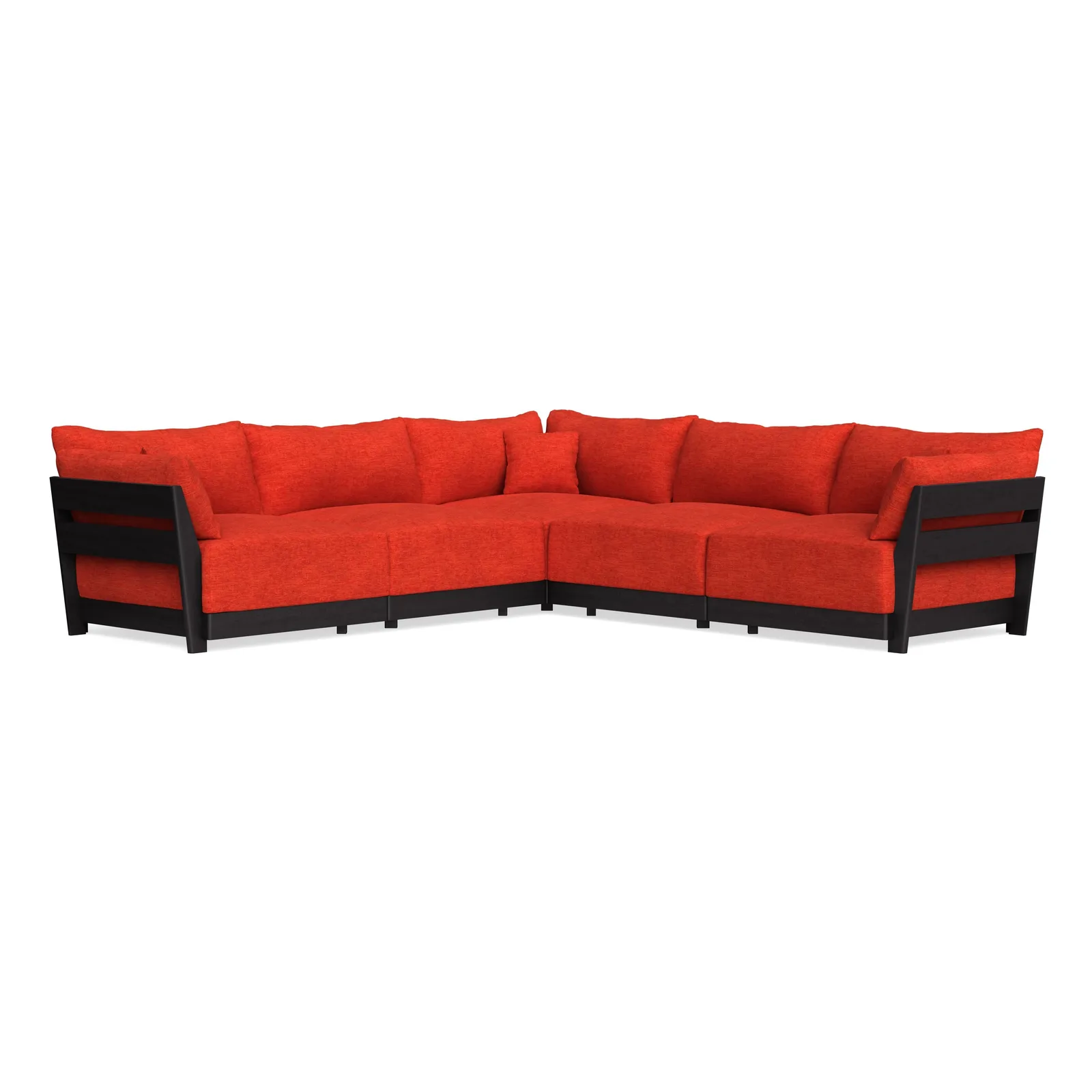 Modular Bondi Black 5-Seater Corner Sectional in Poppy Orange – Memory Foam Blend