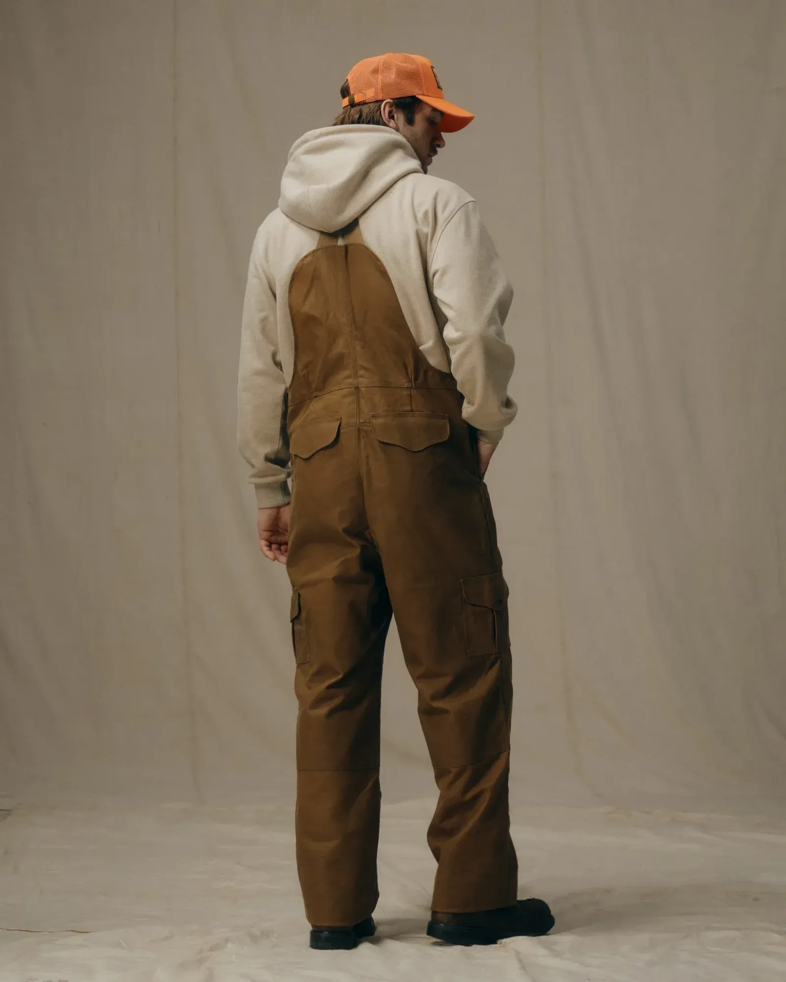 Oil Finish Double Tin Cloth Bibs – Dark Tan