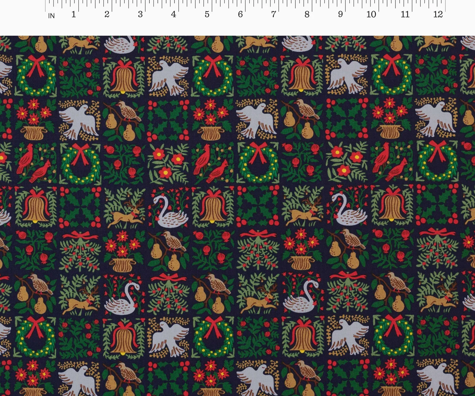Christmastide Cotton Fabric – Navy