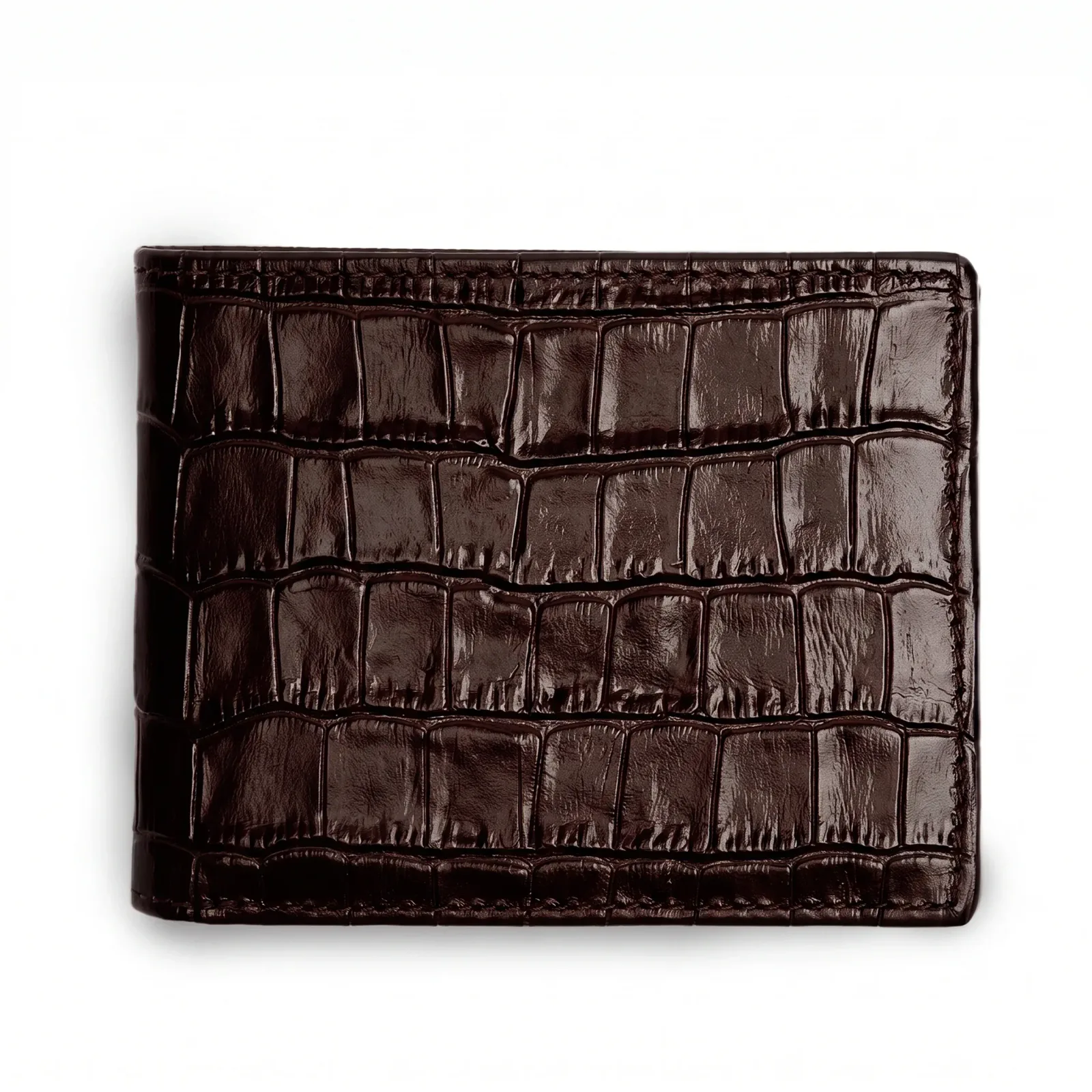 Thin Bifold Wallet Brown Croc