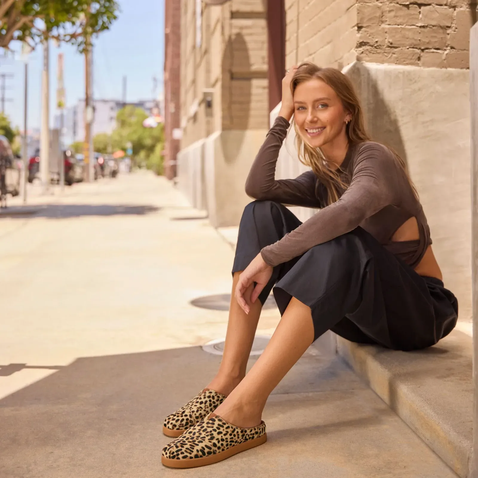 Womens Alpargata Ease Mule Brown Sugar Leopard Print Hair