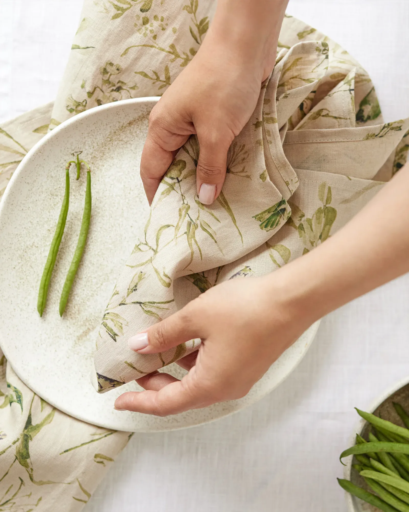 California greens print linen napkin set of 2