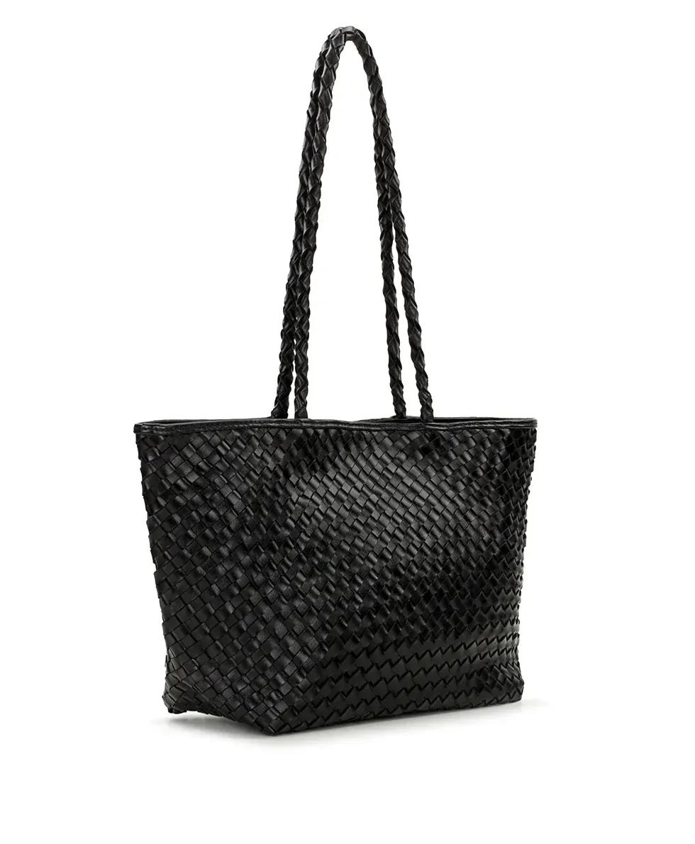 Olivia Satchel Tote – Hand Stained Woven – Black