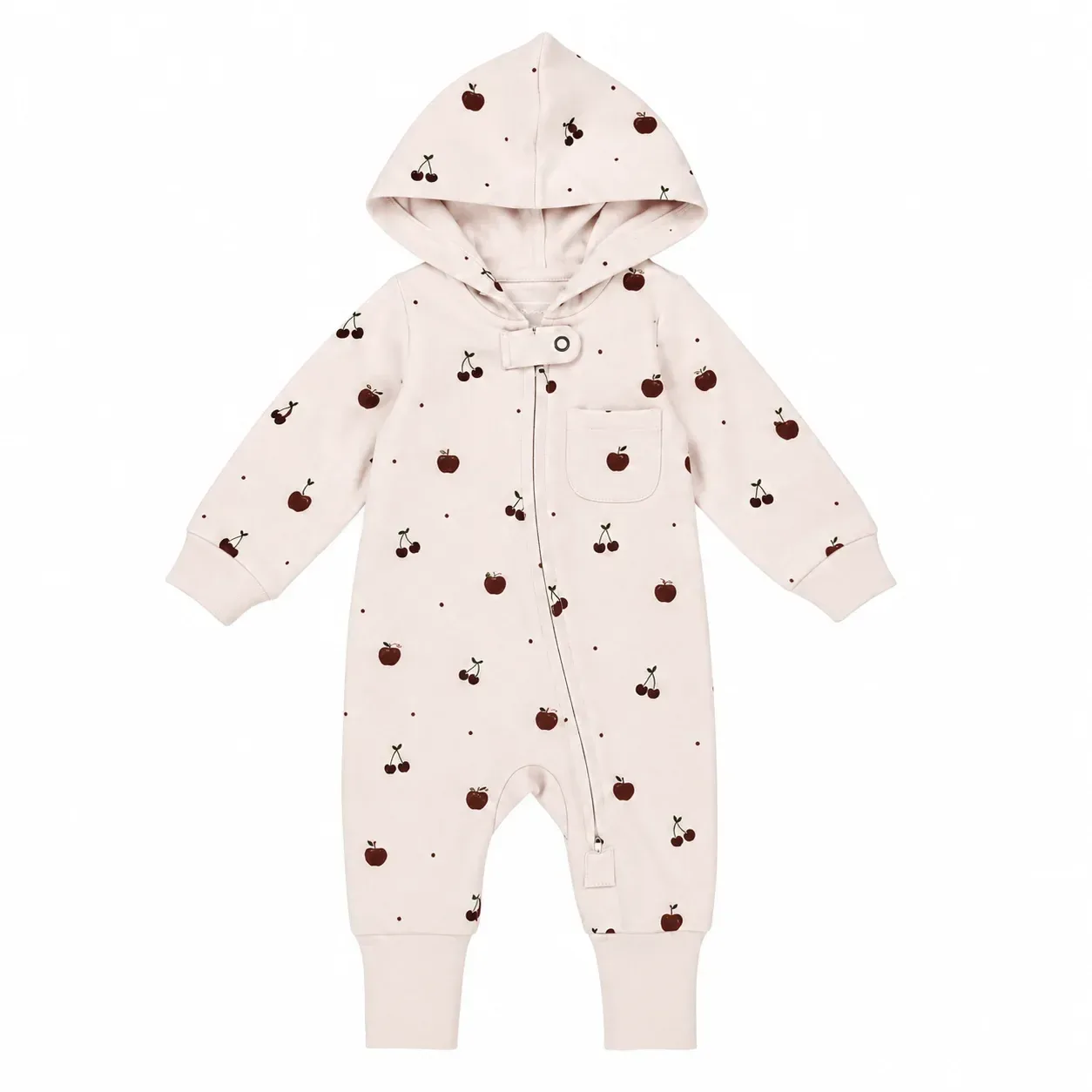 Cherry Apple – Organic Hooded Zipper Romper