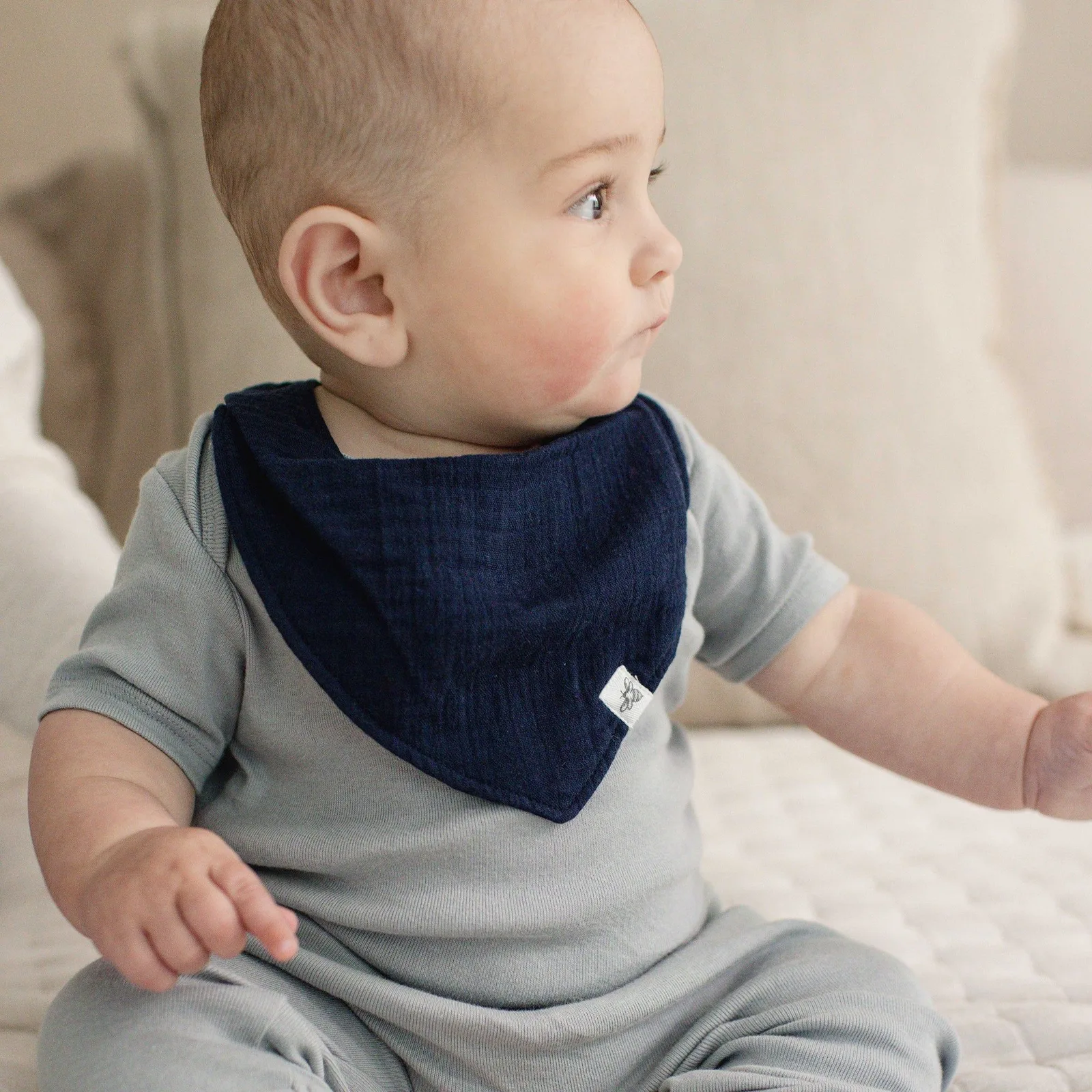 Sea Foam Organic Baby Bandana Bibs Pack of 3