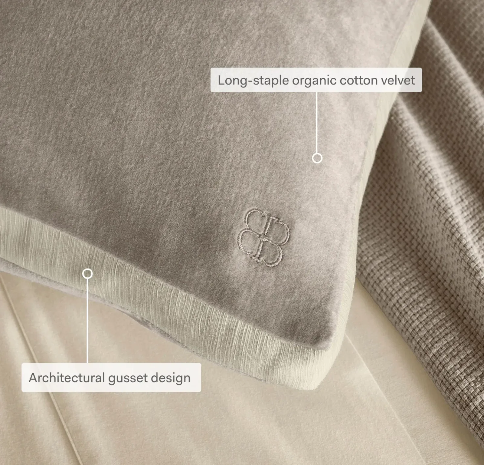 Ligne Velvet Pillow Cover (Square) – Juniper/Cream