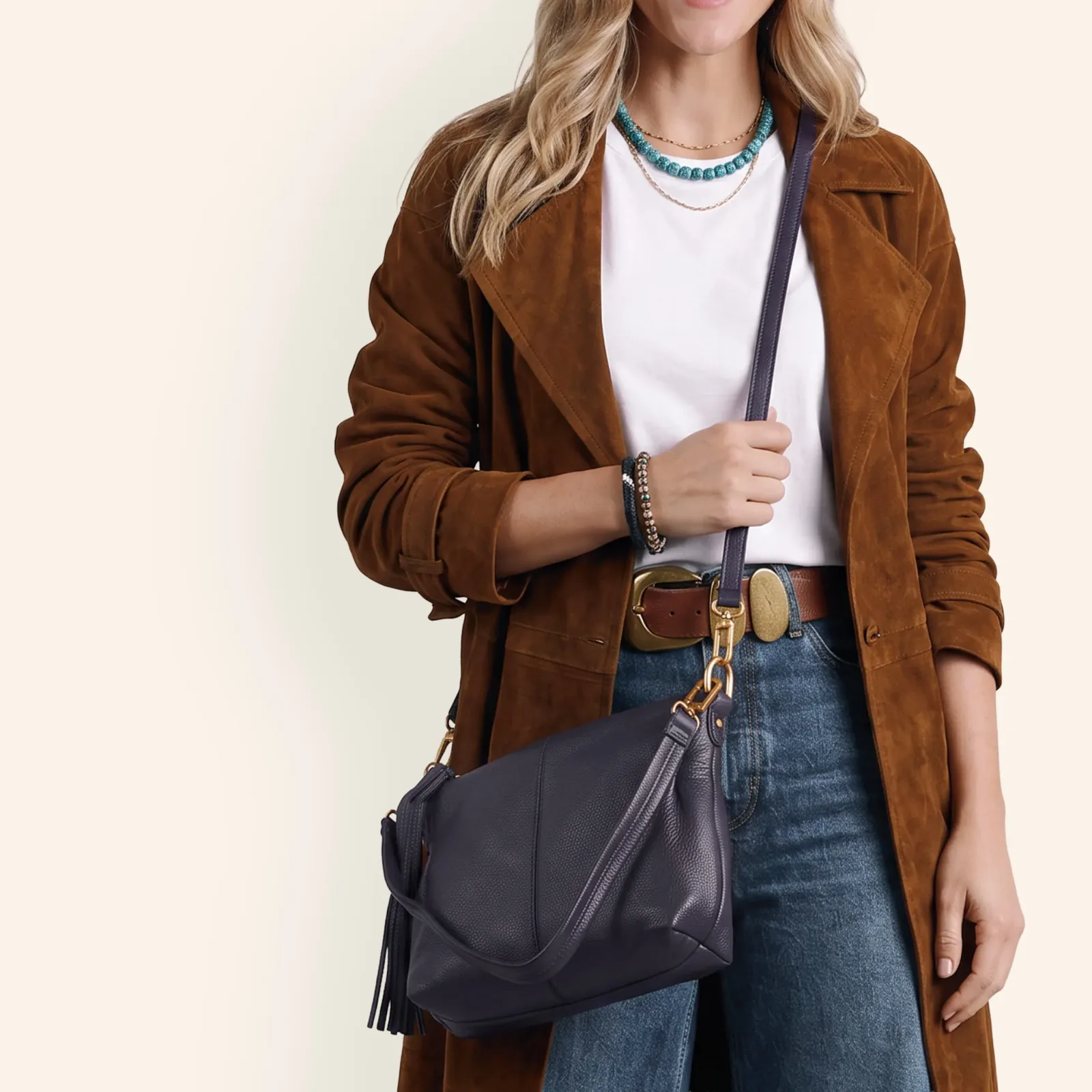Kori Crossbody Shoulder In Pebbled Leather – Ink Navy