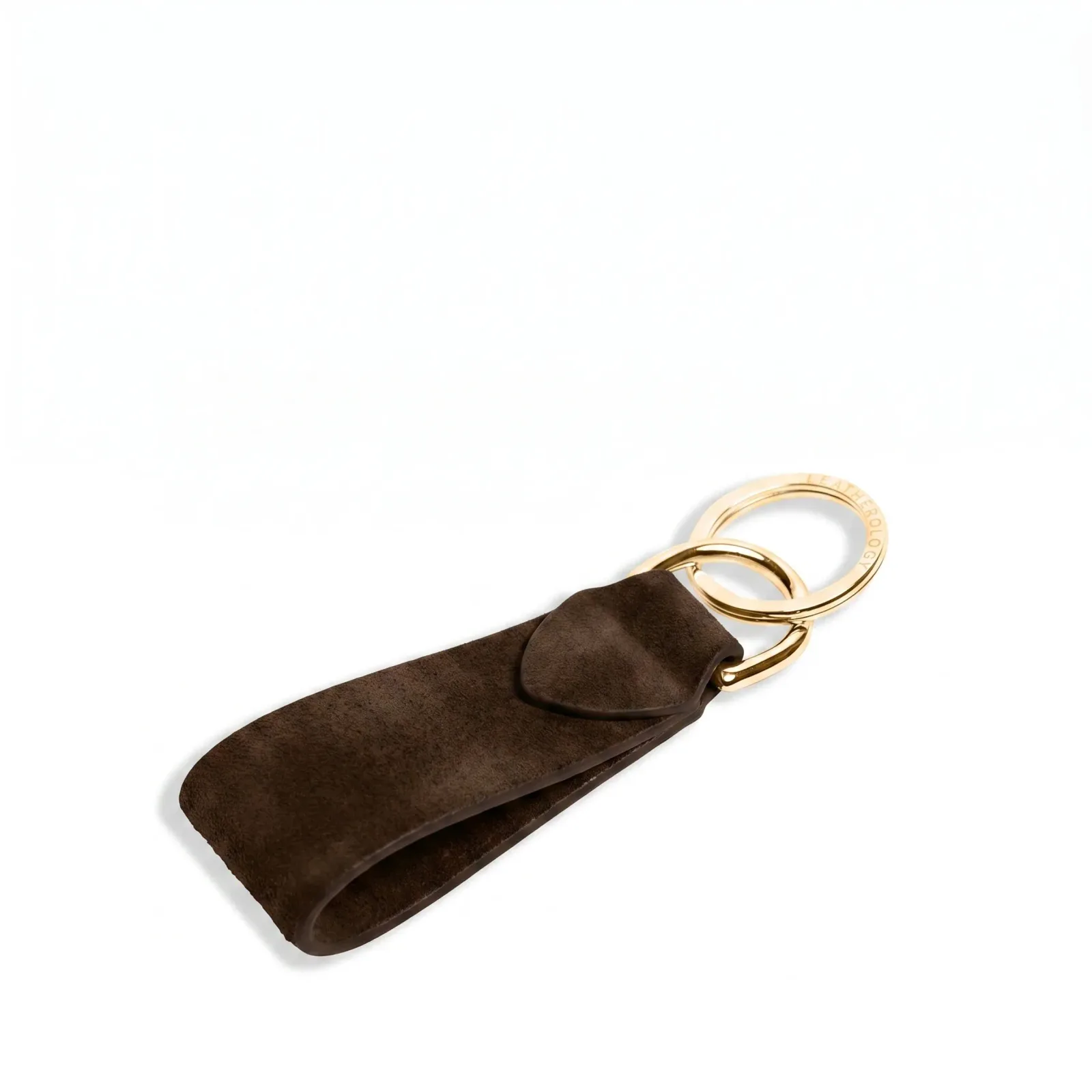 Tab Keychain Tobacco Suede