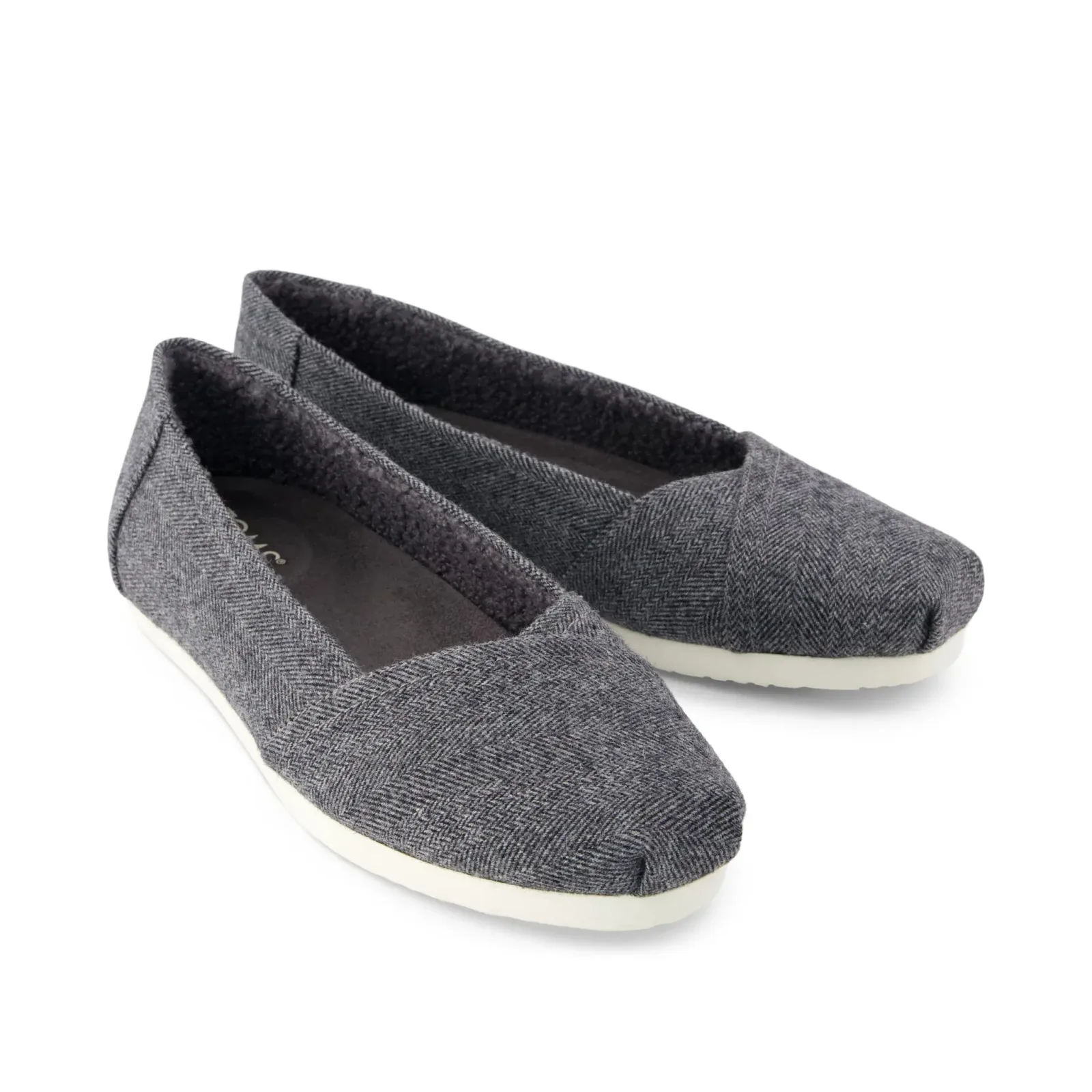 Womens Alpargata Ballet Flat Charcoal Heritage Herringbone w/ Faux Shearling