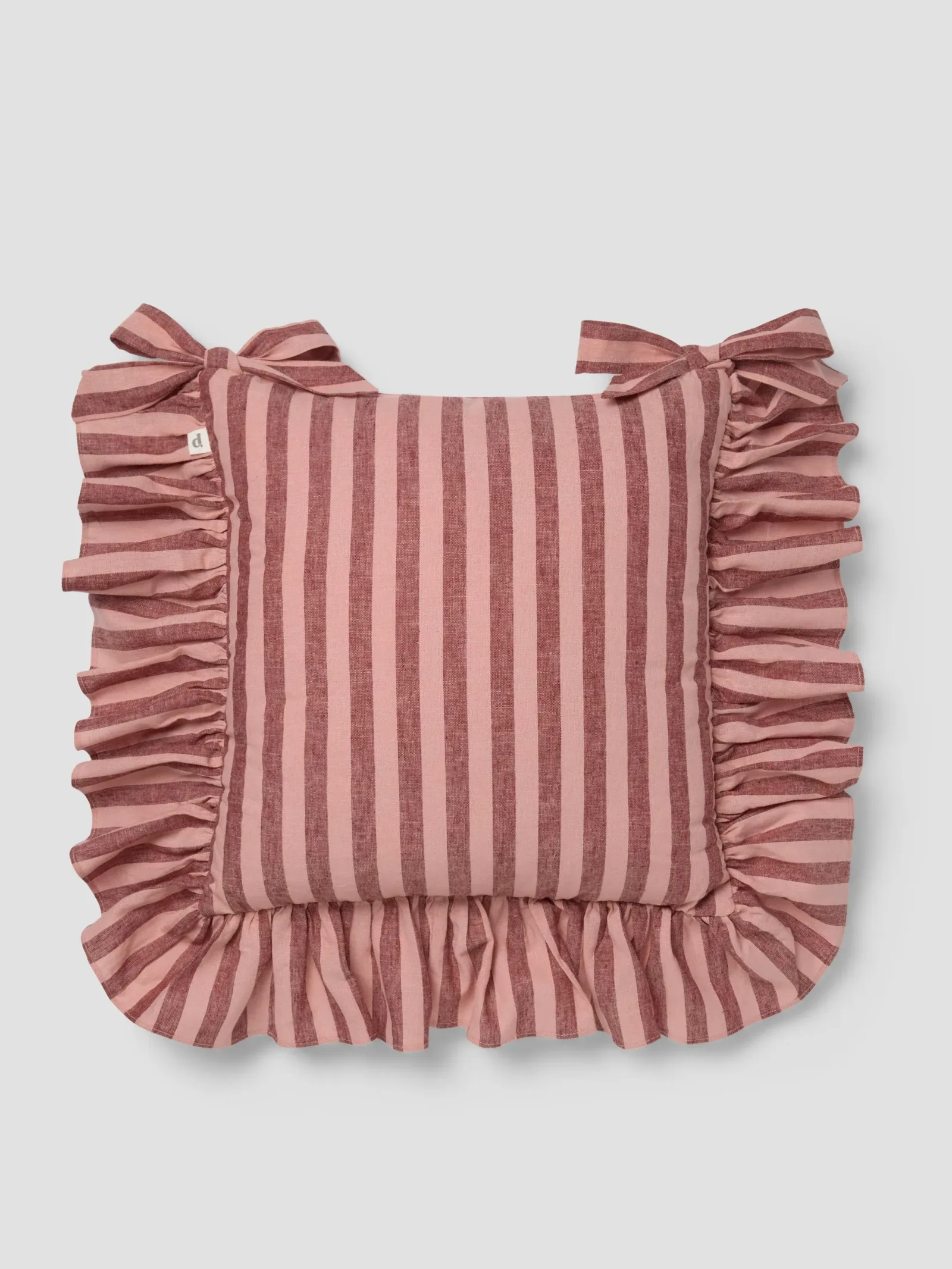 Rhubarb & Rose Pembroke Stripe Frill Linen Blend Seat Pad