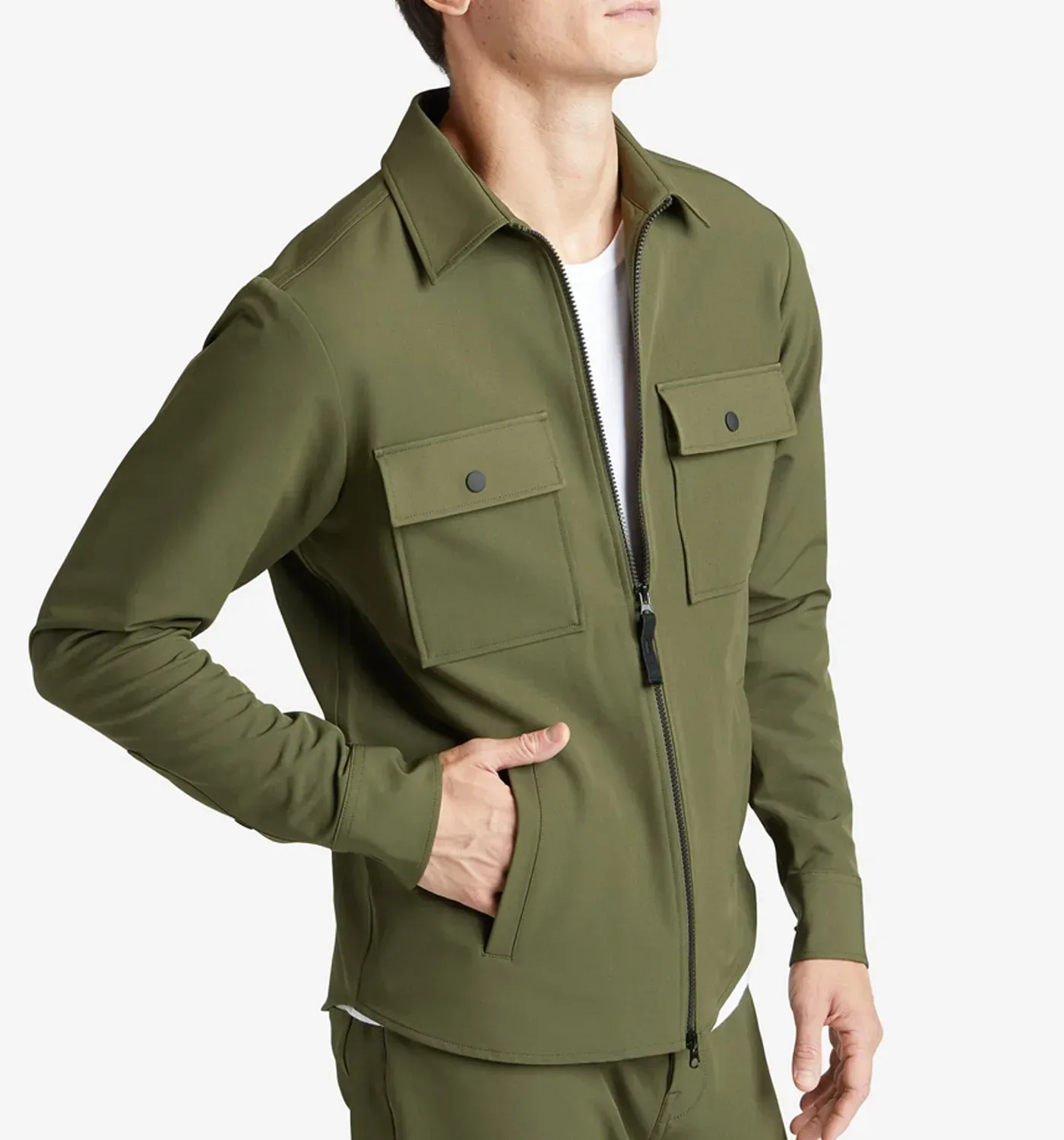 Stretch Poly Twill Shirt Jacket