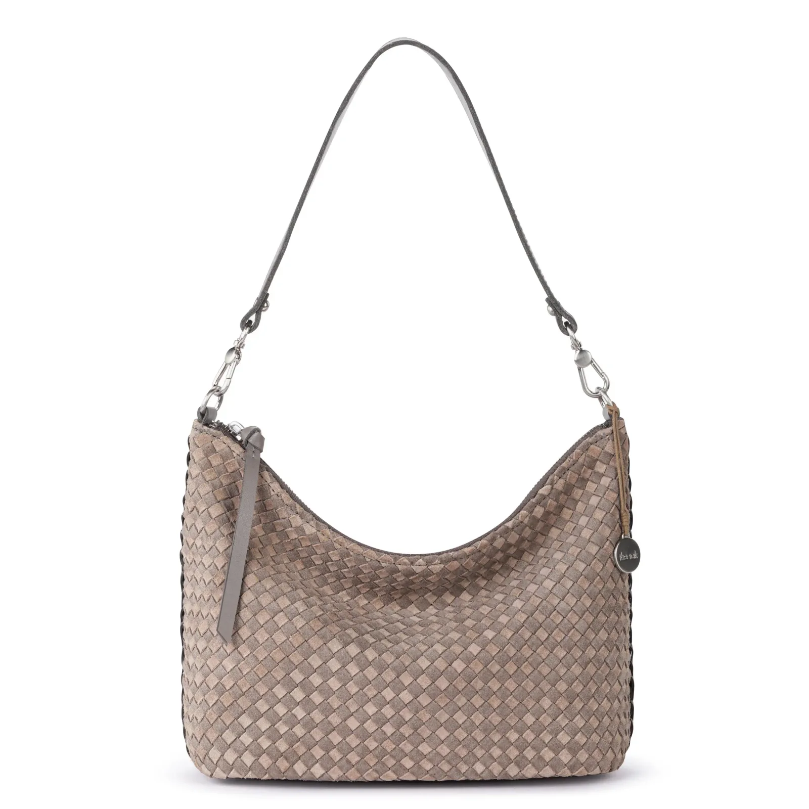 Juniper Small Hobo – Leather – Mushroom Sand Suede Woven