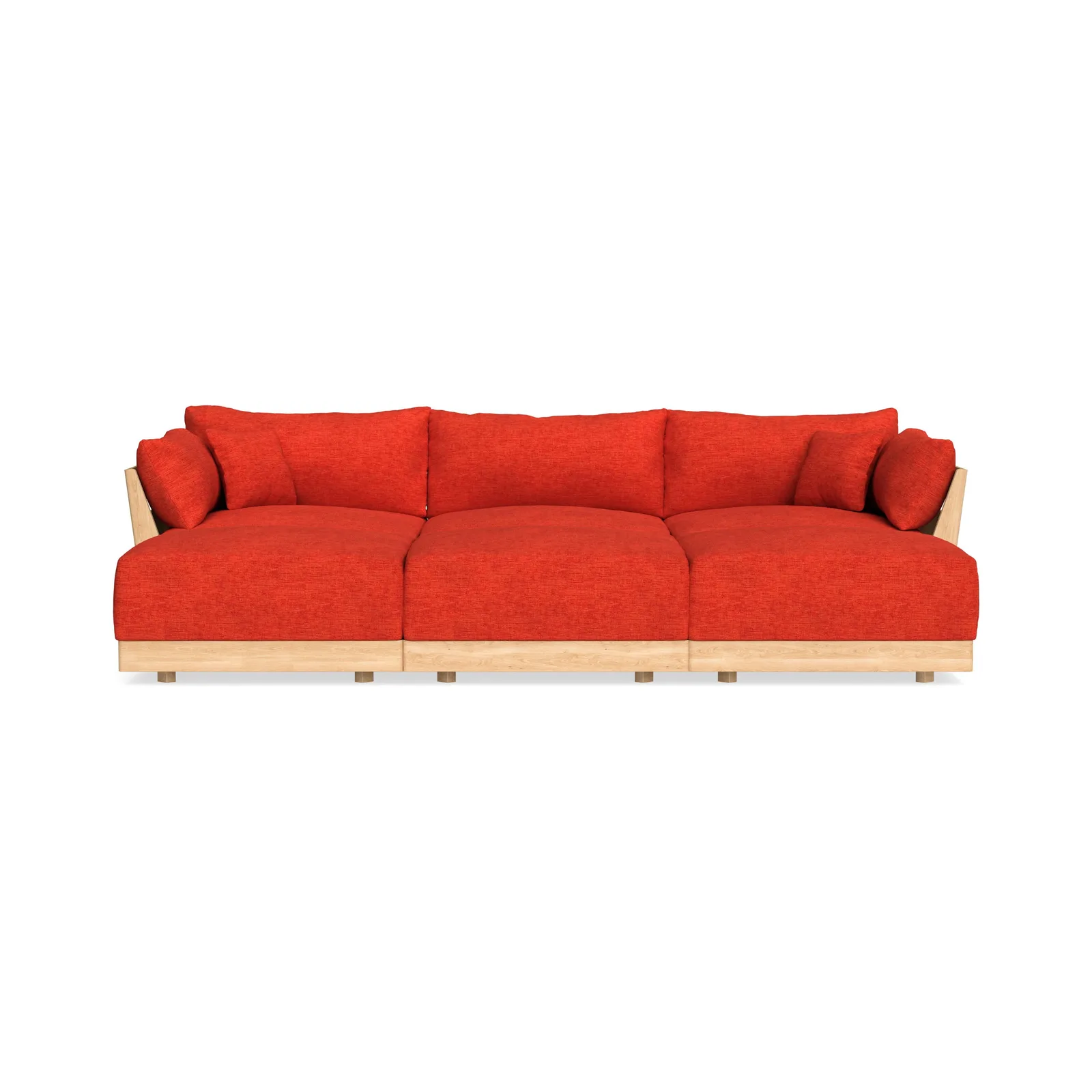 Modular Bondi Latte 3-Seater Daybed Sofa Sectional in Poppy Orange – Classic Blend